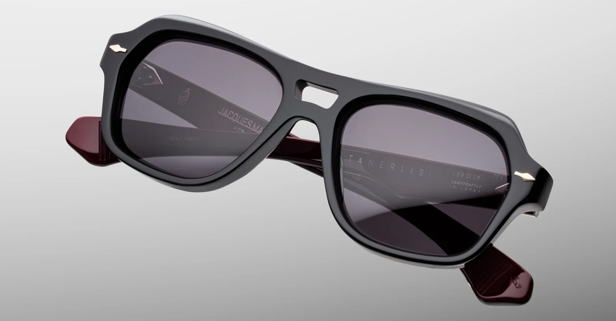 Ottica Mondello Roma - Jacques Marie Mage - JMMTAM-6P - TAMERLIS - BLOODSTONE - Acetate - shape Squared - Black, Red - EYEWEAR - SUNGLASSES - Unisex,Uomo,Donna,Women,Men - lens Grey - Made In Japan