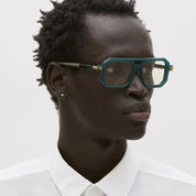 Ottica Mondello Roma - Kuboraum - KRS0P8GB0000002O - MASK P8 GB - GREEN BOTTLE - Acetate - shape Navigator - green - EYEWEAR - SUNGLASSES - Unisex,Uomo,Donna,Women,Men - lens yellow - Made In Italy