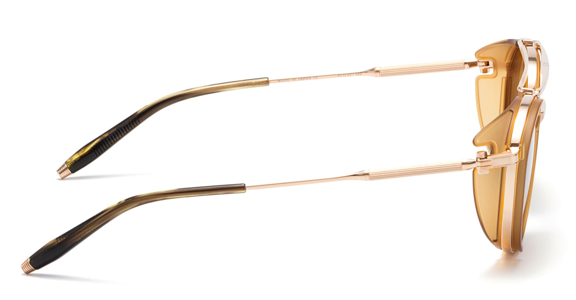 Ottica Mondello Roma - Akoni - AKS-501A-51 - SKYMAPPER - BRUSHED WHITE GOLD / CRYSTAL AMBER - Acetate, titanium - shape Round - white gold - EYEWEAR - SUNGLASSES - Uomo,Men - lens Brown - Made In Japan