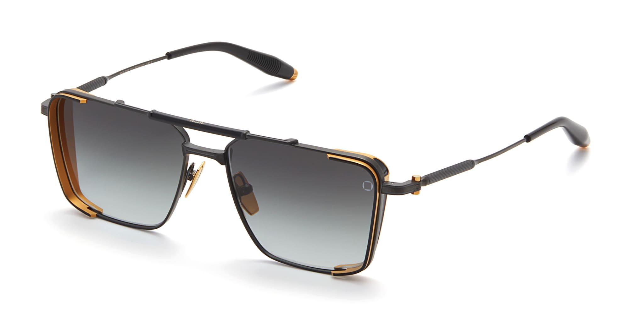  GOLD - Acetate, titanium - shape Squared - Black, gold - EYEWEAR - SUNGLASSES - Uomo,Men - lens Gradient grey - Made In Japan
