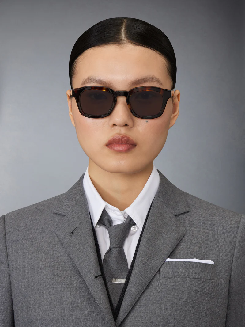 Ottica Mondello Roma - Thom Browne - UES412A-G0002-205-48 - RECTANGULAR - DARK BROWN - Acetate - shape Rectangular - brown - EYEWEAR - SUNGLASSES - Uomo,Men - lens Green - Made In Japan