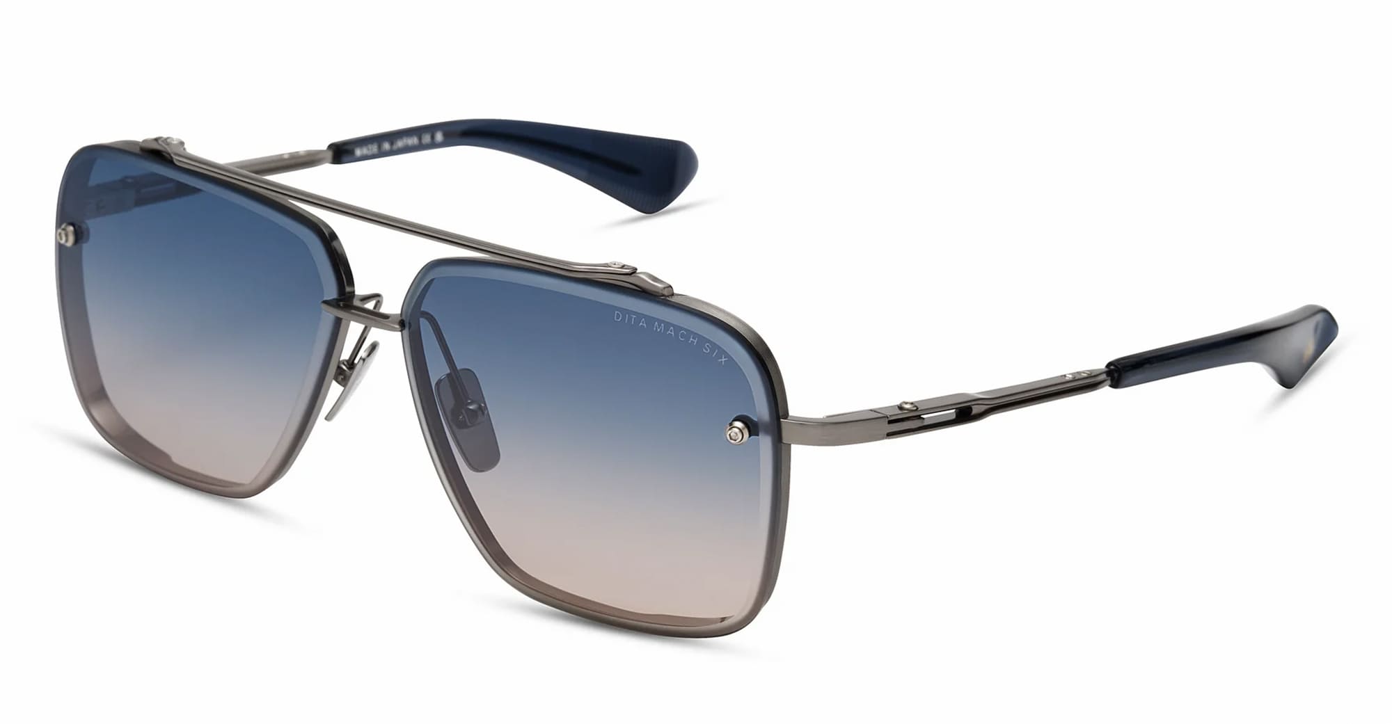 Ottica Mondello Roma - DITA - DTS121-62-08 - MACH-SIX - ANTIQUE SILVER / RAW TITANIUM - Titanium - shape Aviator - Silver - EYEWEAR - SUNGLASSES - Unisex,Uomo,Donna,Women,Men - lens Gradient blue - Made In Japan