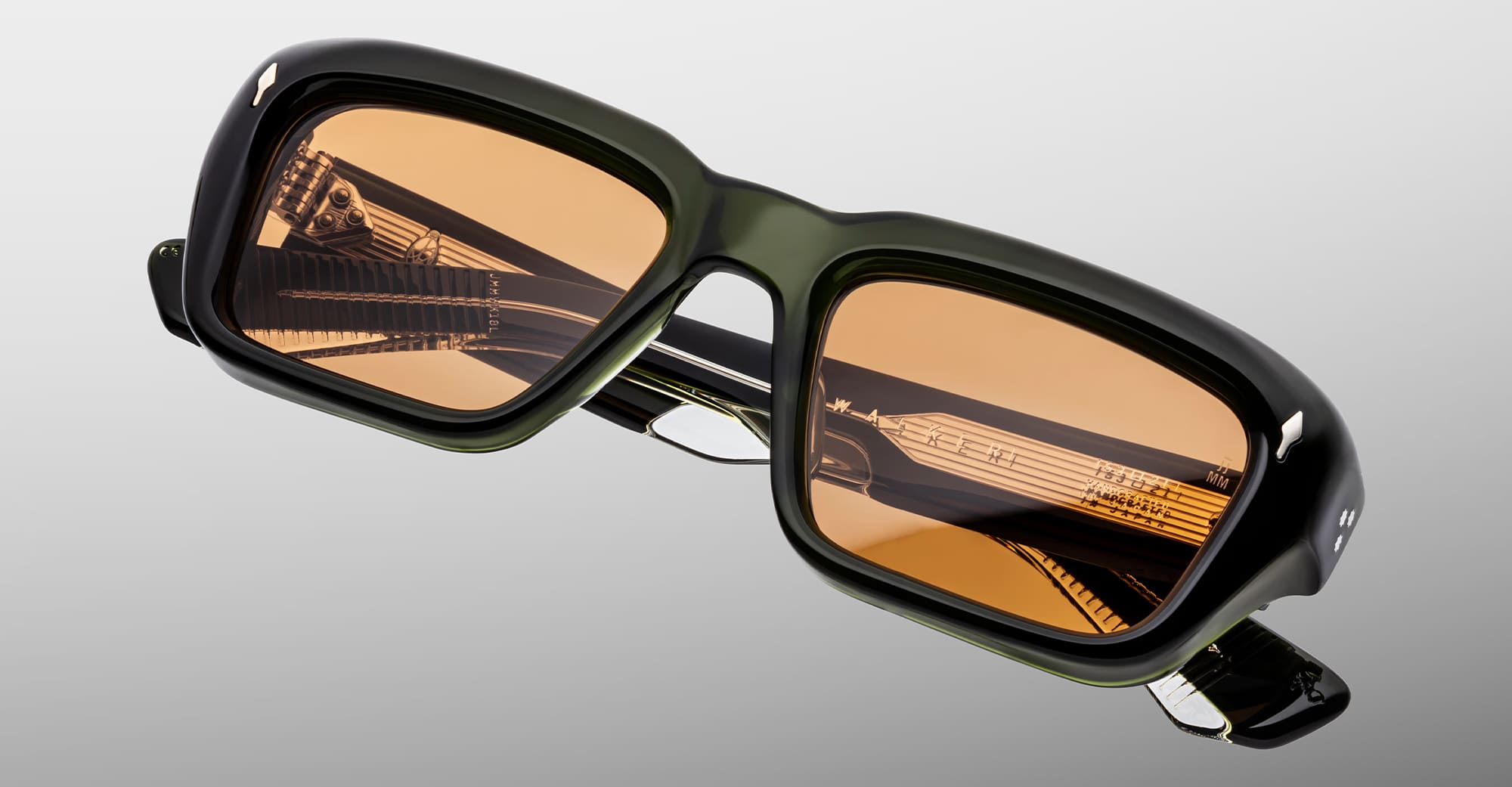 Ottica Mondello Roma - Jacques Marie Mage - JMMWK-18L - WALKER - BORNEO - Acetate - shape Rectangular - green - EYEWEAR - SUNGLASSES - Unisex,Uomo,Donna,Women,Men - lens orange - Made In Japan