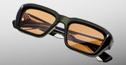 Ottica Mondello Roma - Jacques Marie Mage - JMMWK-18L - WALKER - BORNEO - Acetate - shape Rectangular - green - EYEWEAR - SUNGLASSES - Unisex,Uomo,Donna,Women,Men - lens orange - Made In Japan