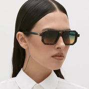 Ottica Mondello Roma - Kuboraum - KRS0P8TAR00000GO - MASK P8 TAR - DARK TORTOISE - Acetate - shape Navigator - Tortoise - EYEWEAR - SUNGLASSES - Unisex,Uomo,Donna,Women,Men - lens Gradient green - Made In Italy