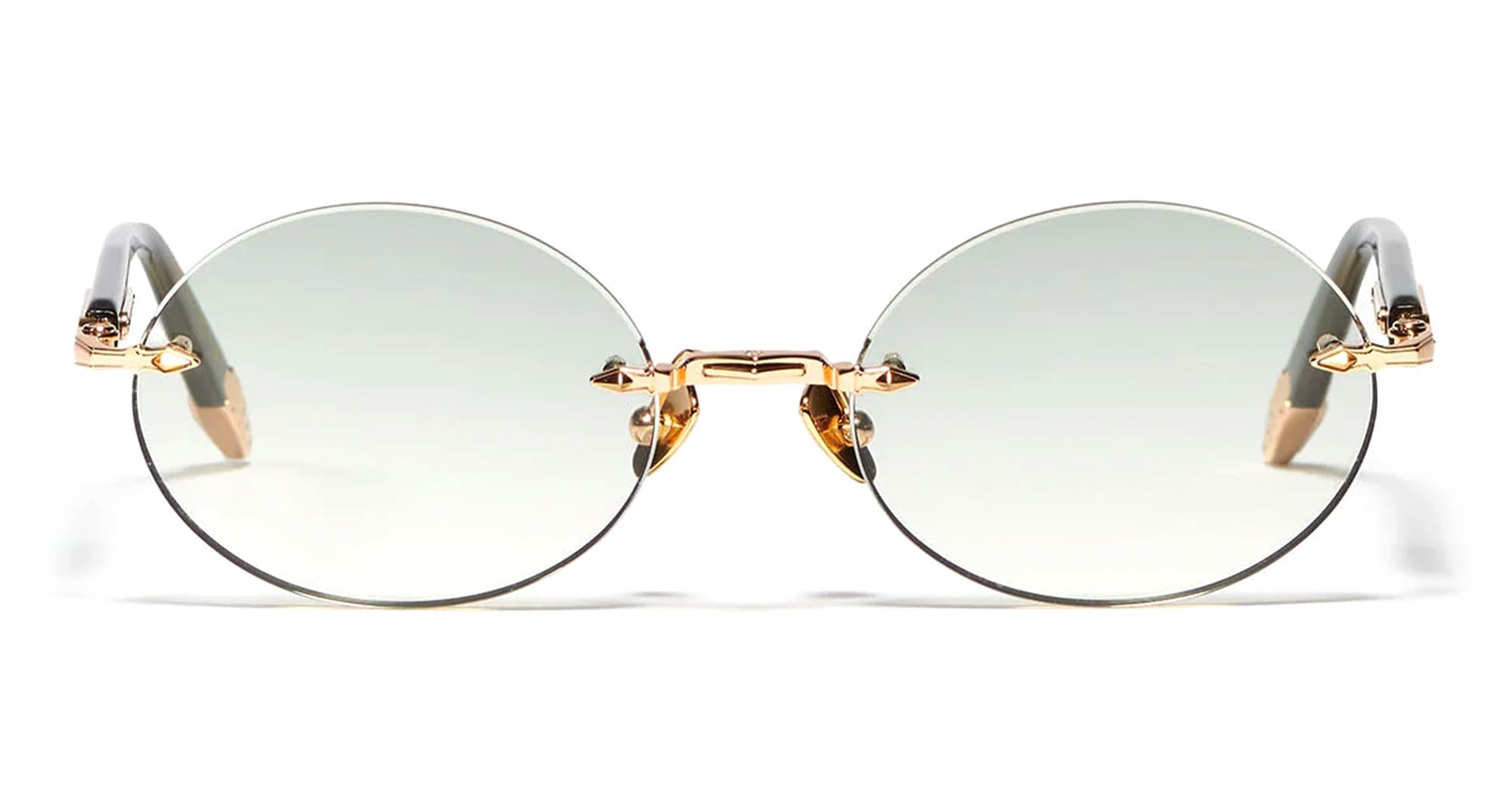 Ottica Mondello Roma - John Dalia - R05-C536 - R05 -  C536 18k Yellow Gold - stainless steel - shape Oval - Gold - EYEWEAR - SUNGLASSES - Unisex,Uomo,Donna,Women,Men - lens Gradient green - Made In France