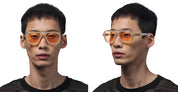 Ottica Mondello Roma - DITA - DTS403-A-06 - LXN-EVO - WHITE SWIRL / YELLOW GOLD - titanium, acetate - shape Navigator - white, gold - EYEWEAR - SUNGLASSES - Uomo,Men - lens orange - Made In Japan