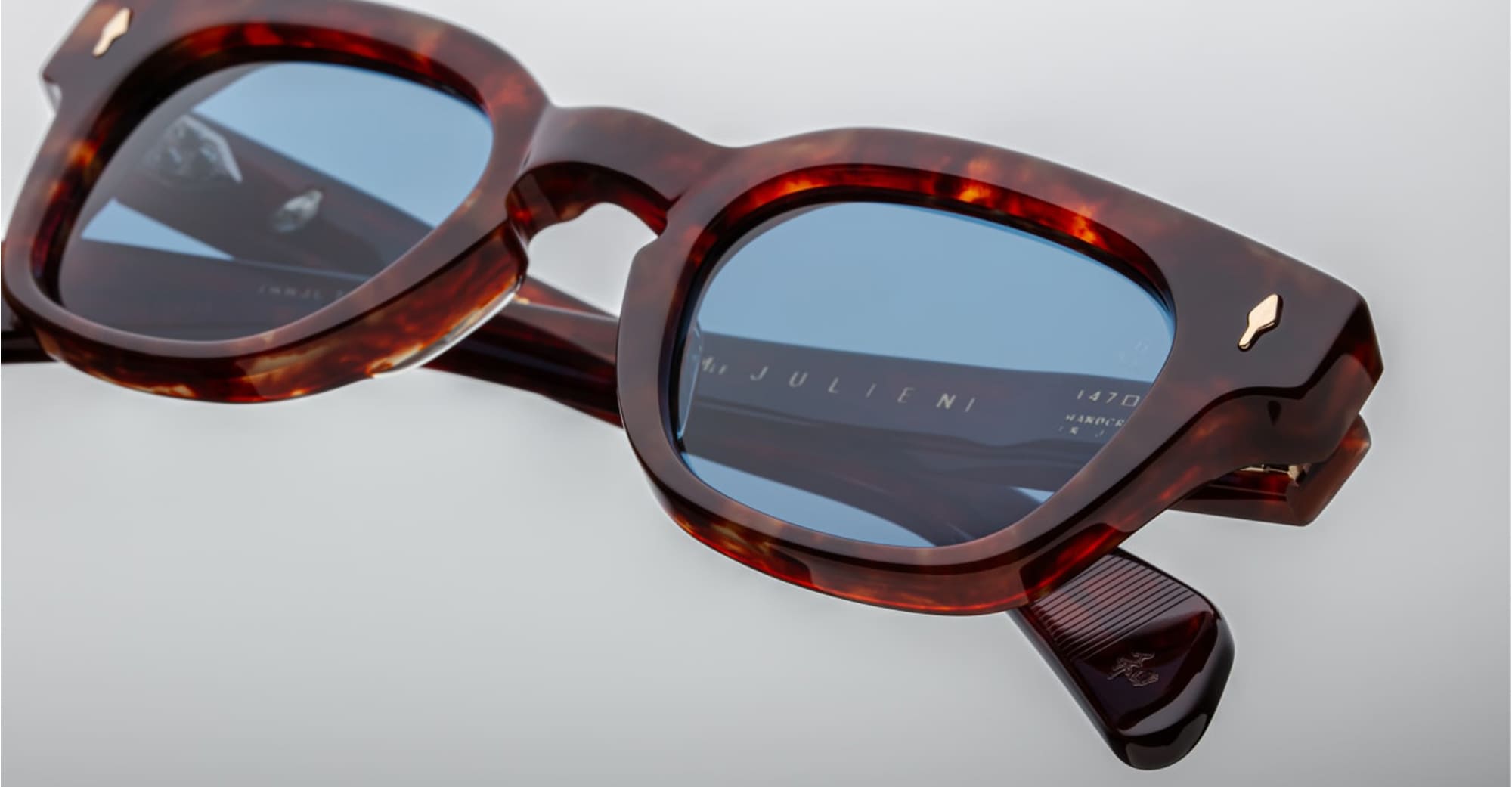 Ottica Mondello Roma - Jacques Marie Mage - JMMJL-7U - JULIEN - BRECCIA - Acetate - shape Panto - Tortoise - EYEWEAR - SUNGLASSES - Uomo,Men - lens Blue - Made In Japan