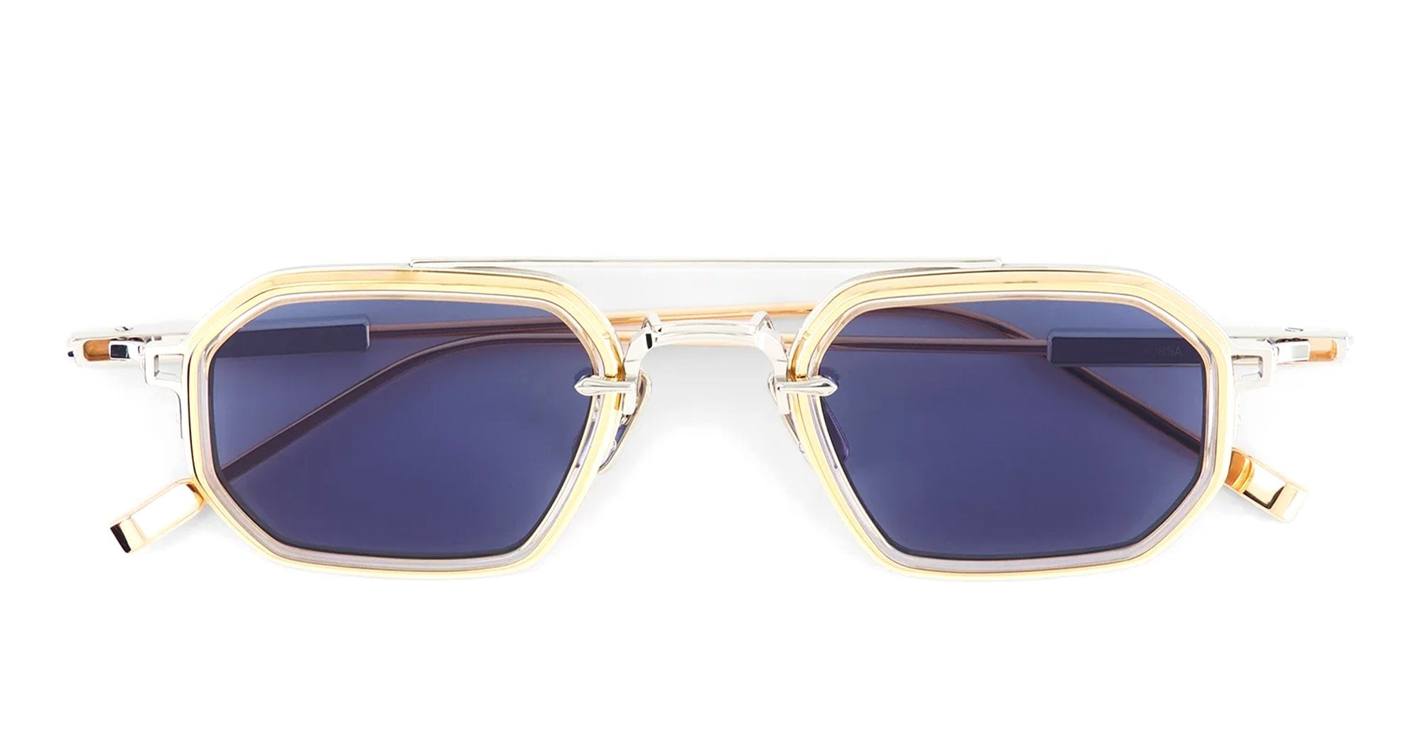  Rose Gold - Titanium - shape Rectangular - silver, gold - EYEWEAR - SUNGLASSES - Unisex,Uomo,Donna,Women,Men - lens Blue - Made In Japan