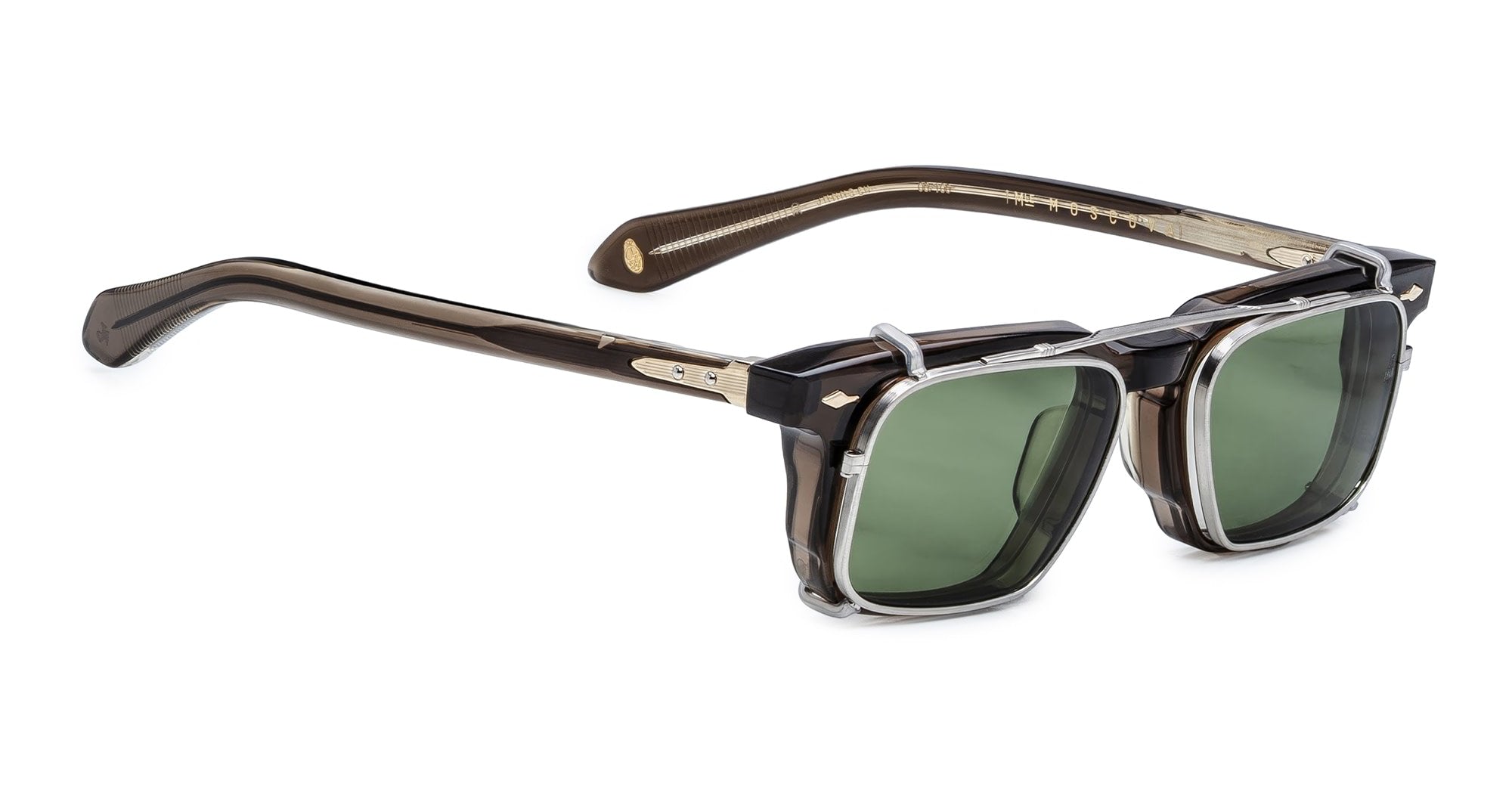Ottica Mondello Roma - Jacques Marie Mage - JMMMSCP-41 - MOSCOVA CLIP ON - SILVER - Titanium - shape Rectangular - Silver - EYEWEAR - SUNGLASSES - Unisex,Uomo,Donna,Women,Men - lens Green - Made In Japan