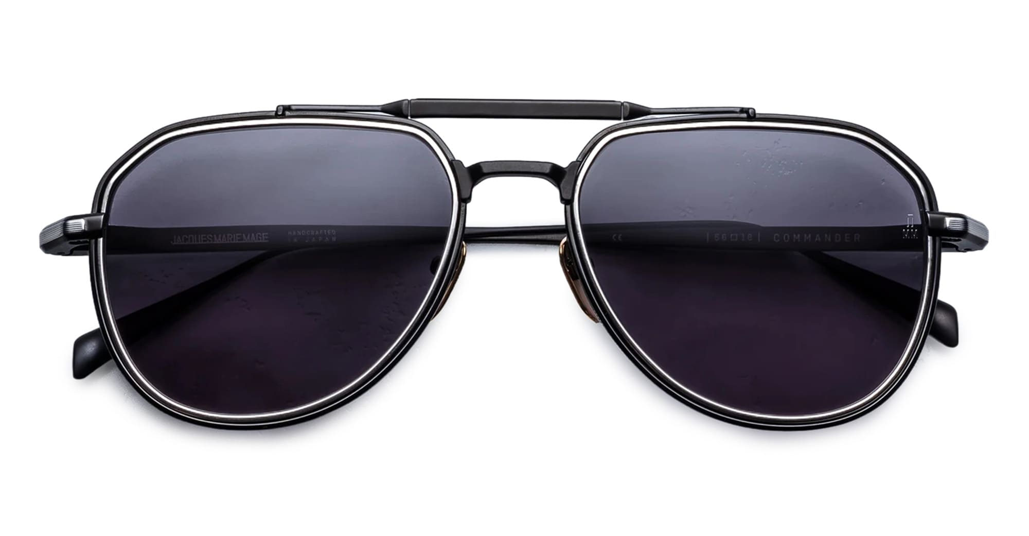 Ottica Mondello Roma - Jacques Marie Mage - JMMMD-19J - COMMANDER - CORBEAU - Titanium - shape Aviator - black, silver - EYEWEAR - SUNGLASSES - Unisex,Uomo,Donna,Women,Men - lens Grey - Made In Japan