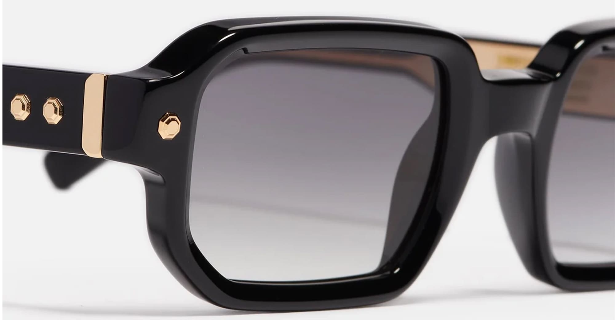 Ottica Mondello Roma - John Dalia - P06-C100 - PROJECT 06 - C100 Shiny Black/ Yellow Gold - Acetate - shape Rectangular - Black, gold - EYEWEAR - SUNGLASSES - Unisex,Uomo,Donna,Women,Men - lens Gradient grey - Made In France