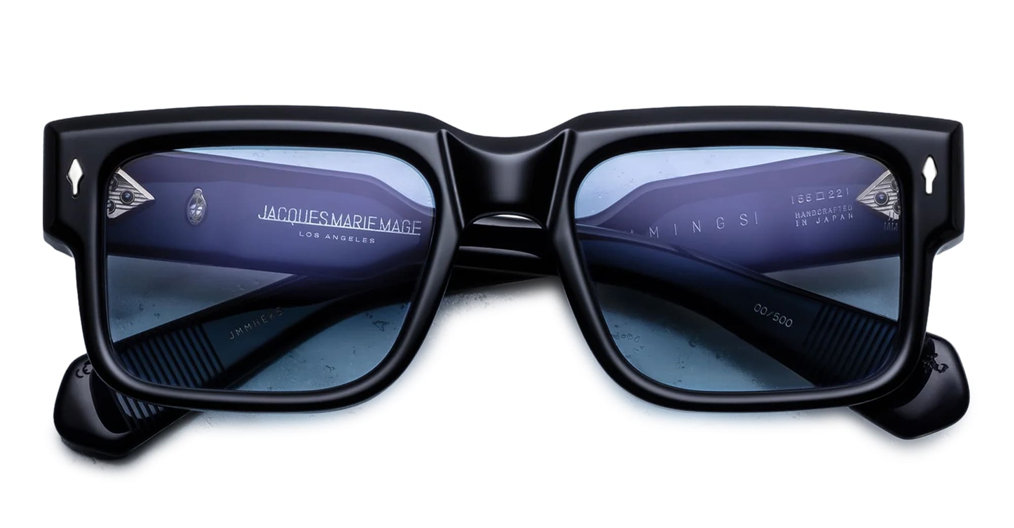 Ottica Mondello Roma - Jacques Marie Mage - JMMHE-K5 - HEMMINGS - OBSCURE - Acetate - shape Squared - Black - EYEWEAR - SUNGLASSES - Unisex,Uomo,Donna,Women,Men - lens Gradient blue - Made In Japan