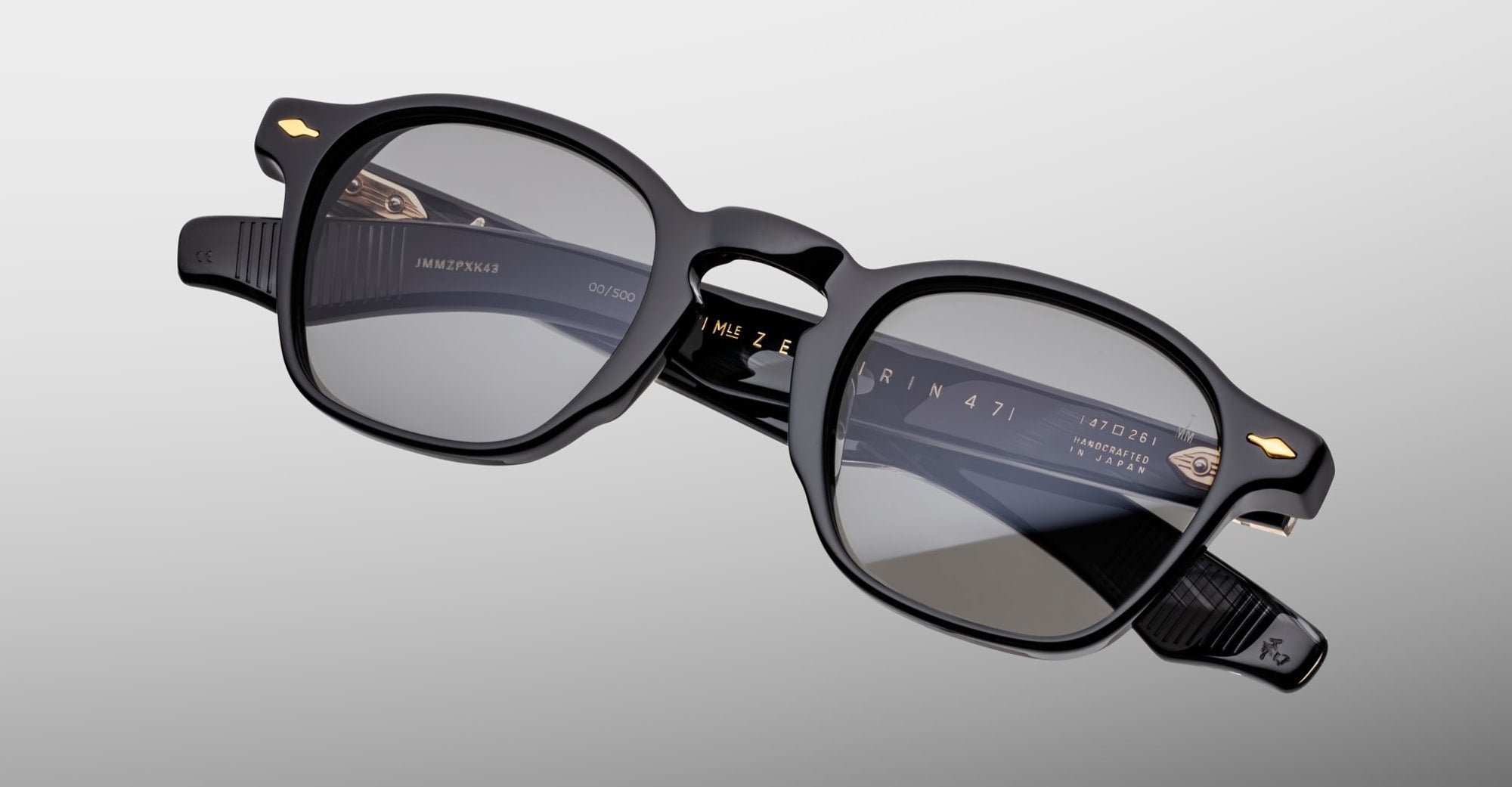 Ottica Mondello Roma - Jacques Marie Mage - JMMZPX-K43 - ZEPHIRIN 47 - GRIFFIN - Acetate - shape Squared - Black - EYEWEAR - SUNGLASSES - Unisex,Uomo,Donna,Women,Men - lens Grey - Made In Japan