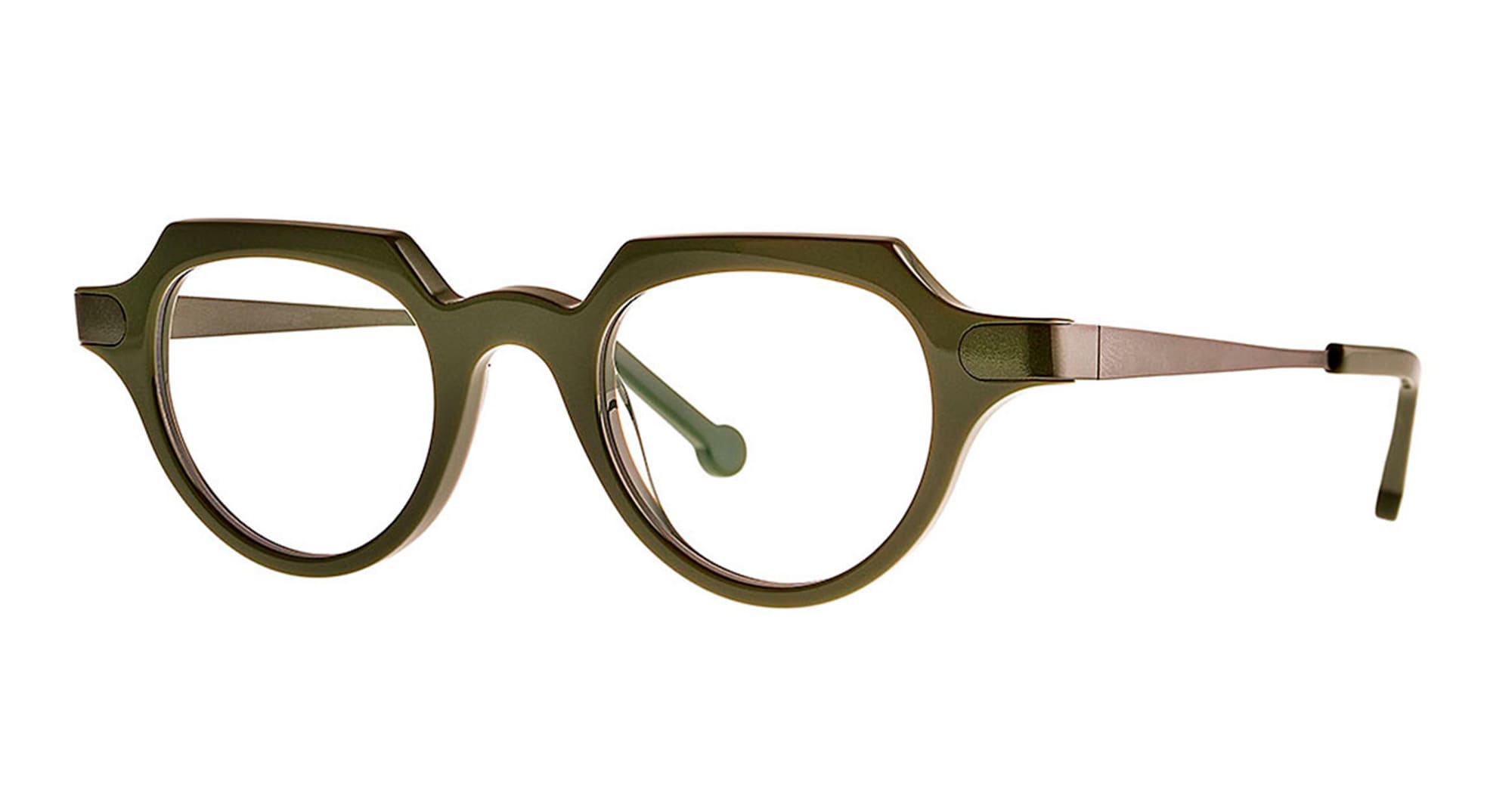 Ottica Mondello Roma - Theo eyewear - COUP-7 - COUPLE - 07 SOLID MILITARY GREEN RX - Titanium - shape Round - green - EYEWEAR - EYEGLASSES - Unisex,Uomo,Donna,Women,Men - lens Clear - Made In Belgium