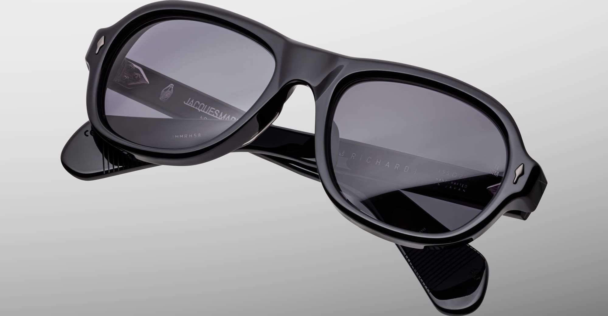 Ottica Mondello Roma - Jacques Marie Mage - JMMRH-58 - RICHARD - RAVEN - Acetate - shape Pilot - Black - EYEWEAR - SUNGLASSES - Unisex,Uomo,Donna,Women,Men - lens charcoal - Made In Japan