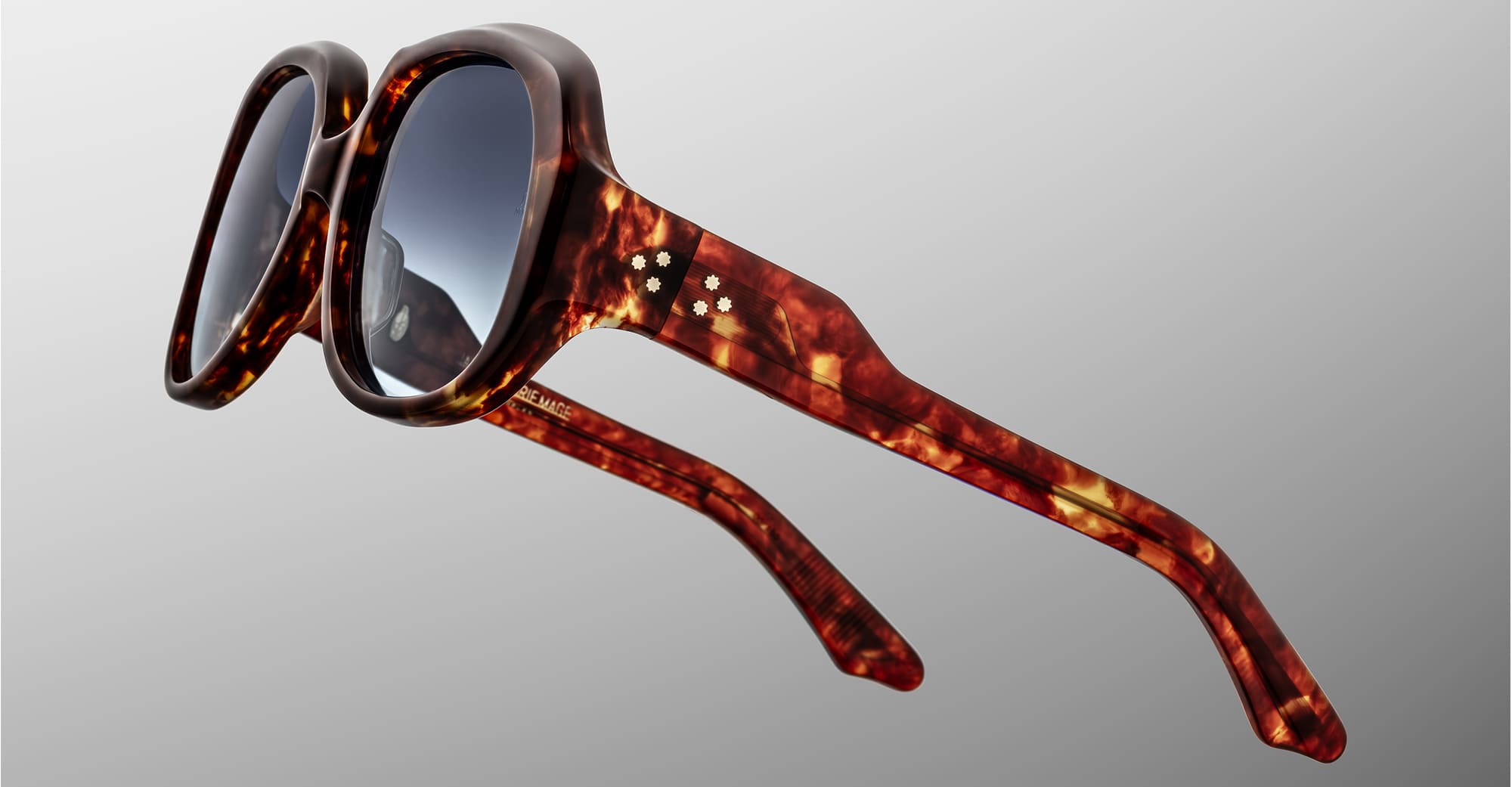 Ottica Mondello Roma - Jacques Marie Mage - JMMYK-7U - OCEAN CHILD - BRECCIA - Acetate - shape Round - Havana - EYEWEAR - SUNGLASSES - Donna,Women - lens Gradient blue - Made In Japan