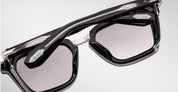Ottica Mondello Roma - Jacques Marie Mage - JMMBD-10Y1 - DECADE COLLECTION: BORODINO - DECADE - Acetate - shape Squared - Black - EYEWEAR - SUNGLASSES - Uomo,Men - lens silver - Made In Japan