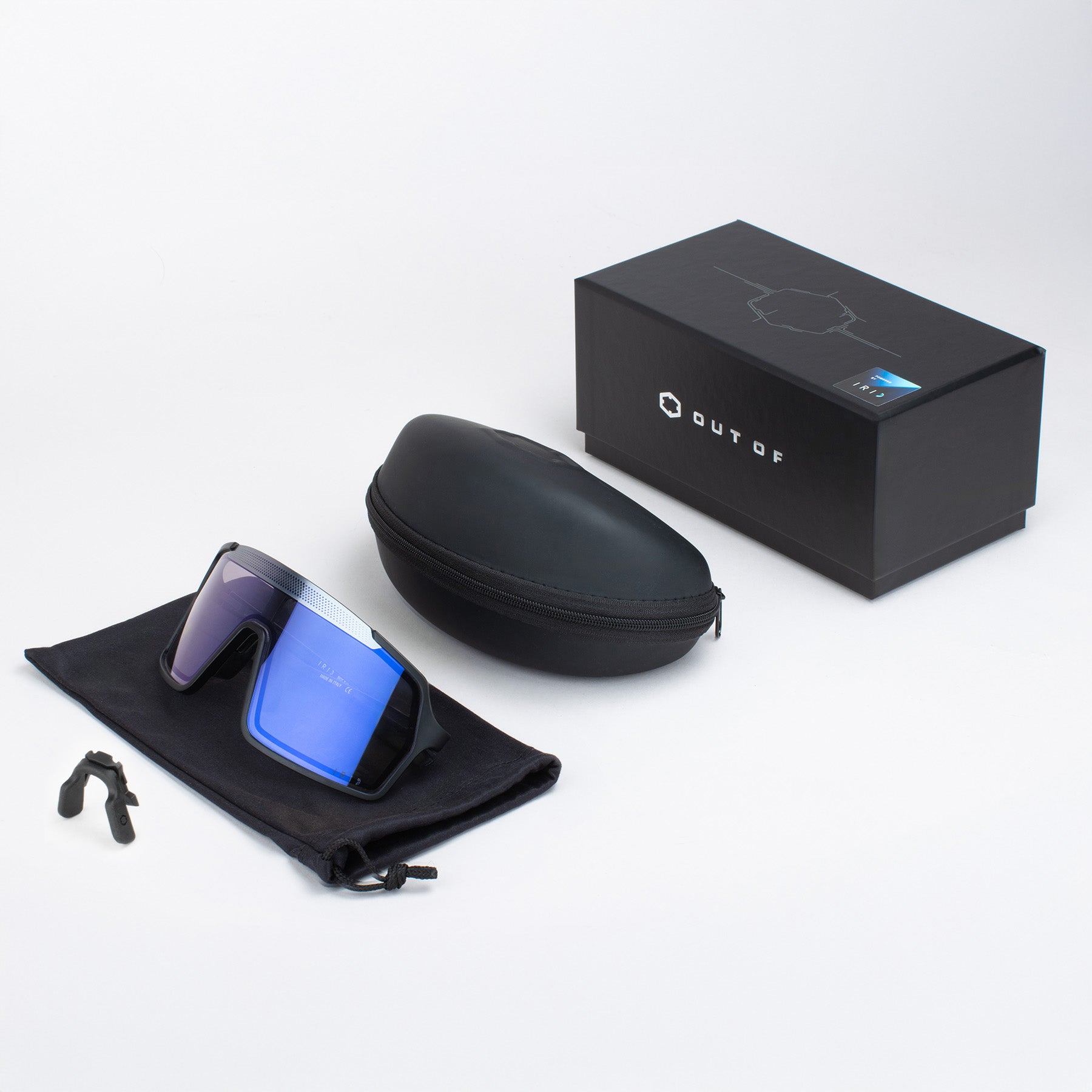 Ottica Mondello Roma - Out Of - XS145589M - Bot 3 - Black / White / IRID X-10 Medium - Acetate - shape Mask - black, white - EYEWEAR - SUNGLASSES - Unisex,Uomo,Donna,Women,Men - lens Blue - Made In Italy