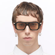 Ottica Mondello Roma - Kuboraum - KRS0P8BYB000002M - MASK P8 - BLACK / IVORY - Acetate - shape Navigator - black, ivory - EYEWEAR - SUNGLASSES - Unisex,Uomo,Donna,Women,Men - lens light brown - Made In Italy