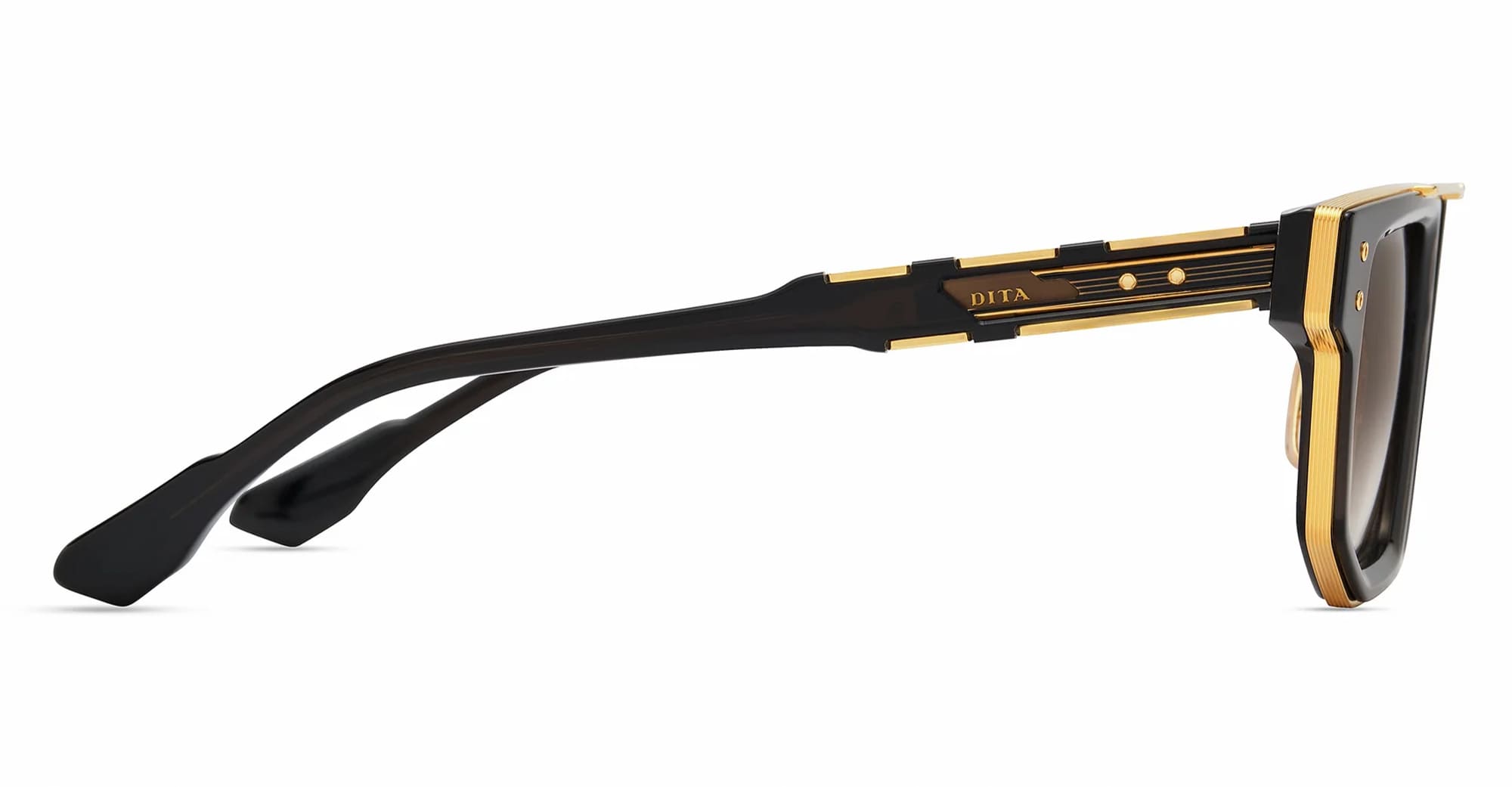 Ottica Mondello Roma - DITA - DTS478-A-01 - MACH-NINE - BLACK GLASS / YELLOW GOLD - Acetate, titanium - shape Squared - Black, gold - EYEWEAR - SUNGLASSES - Uomo,Men - lens Gradient brown - Made In Japan