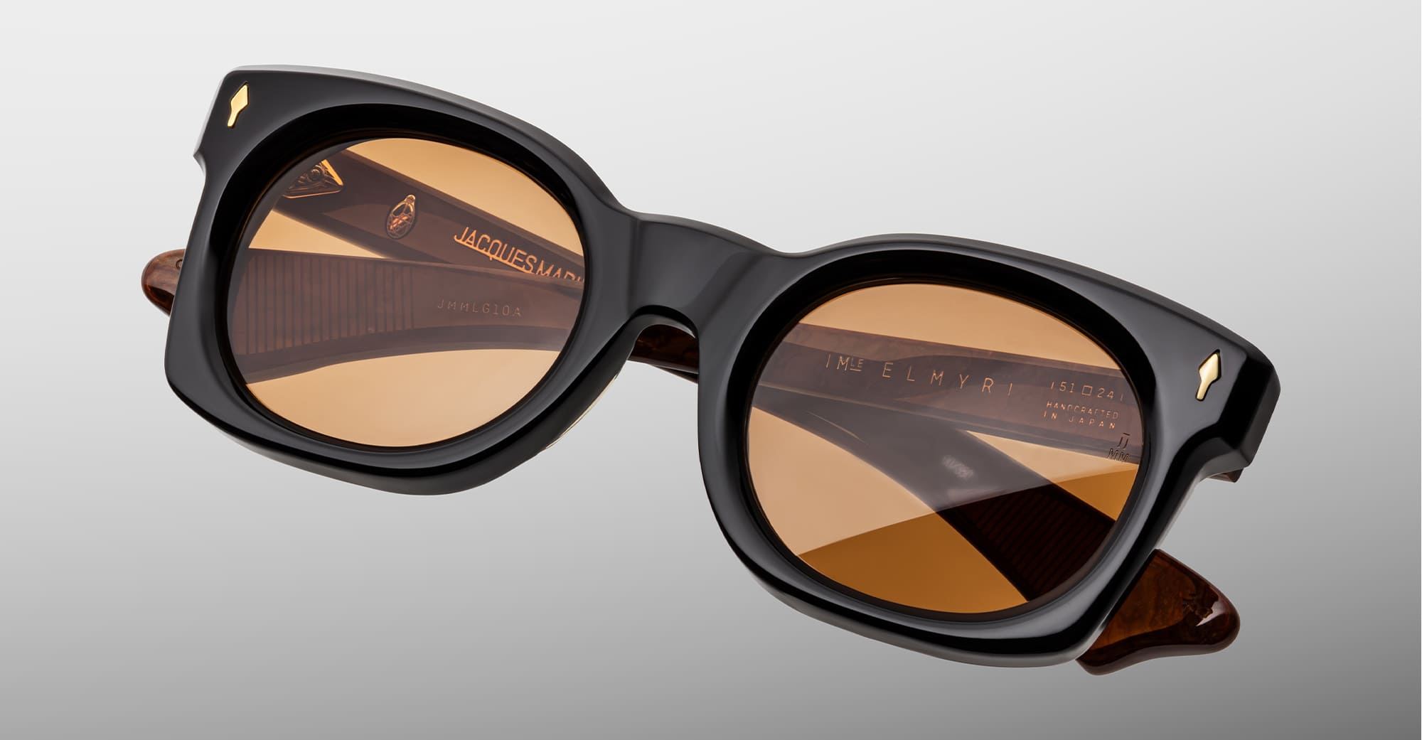 Ottica Mondello Roma - Jacques Marie Mage - JMMLG-10A - ELMYR - NOIR X - titanium, acetate - shape Panto - Black - EYEWEAR - SUNGLASSES - Unisex,Uomo,Donna,Women,Men - lens orange - Made In Japan