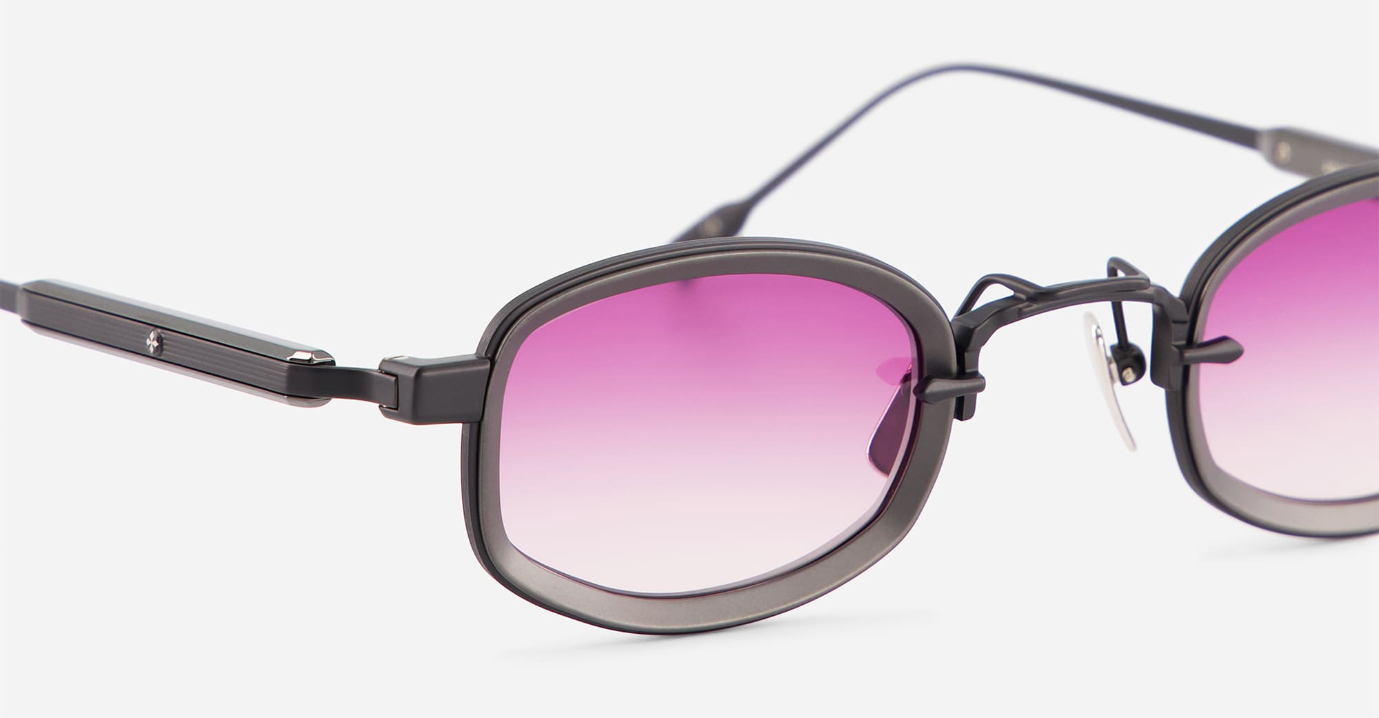 Ottica Mondello Roma - Sato - Aquila-B-GR-1 - AQUILA - MATTE BLACK / GR50 - Acetate, titanium - shape Oval - Black - EYEWEAR - SUNGLASSES - Unisex,Uomo,Donna,Women,Men - lens purple gradient - Made In Japan