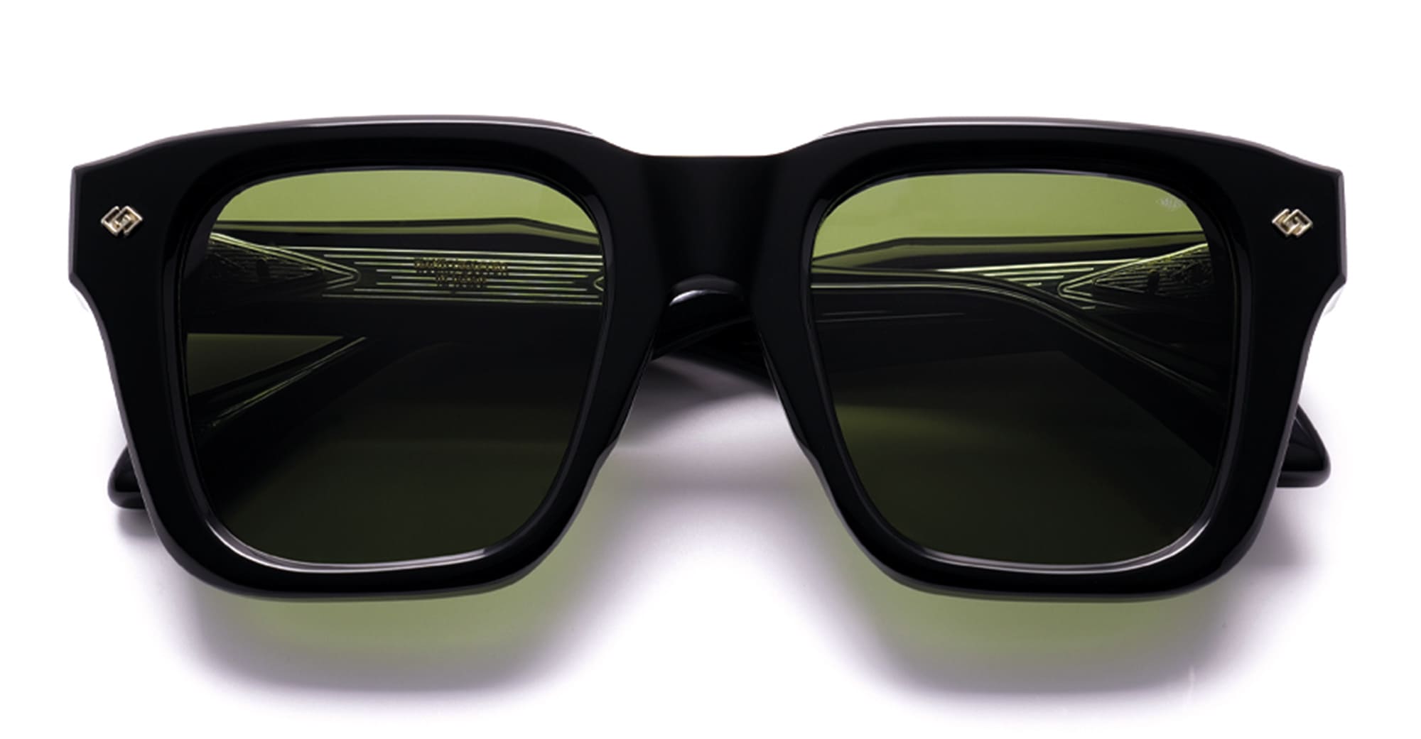 Ottica Mondello Roma - Daizo - A-S003-B1-PG01 - KIMIHIKO - black / green lens - Acetate - shape Squared - Black - EYEWEAR - SUNGLASSES - Unisex,Uomo,Donna,Women,Men - lens Green - Made In Japan