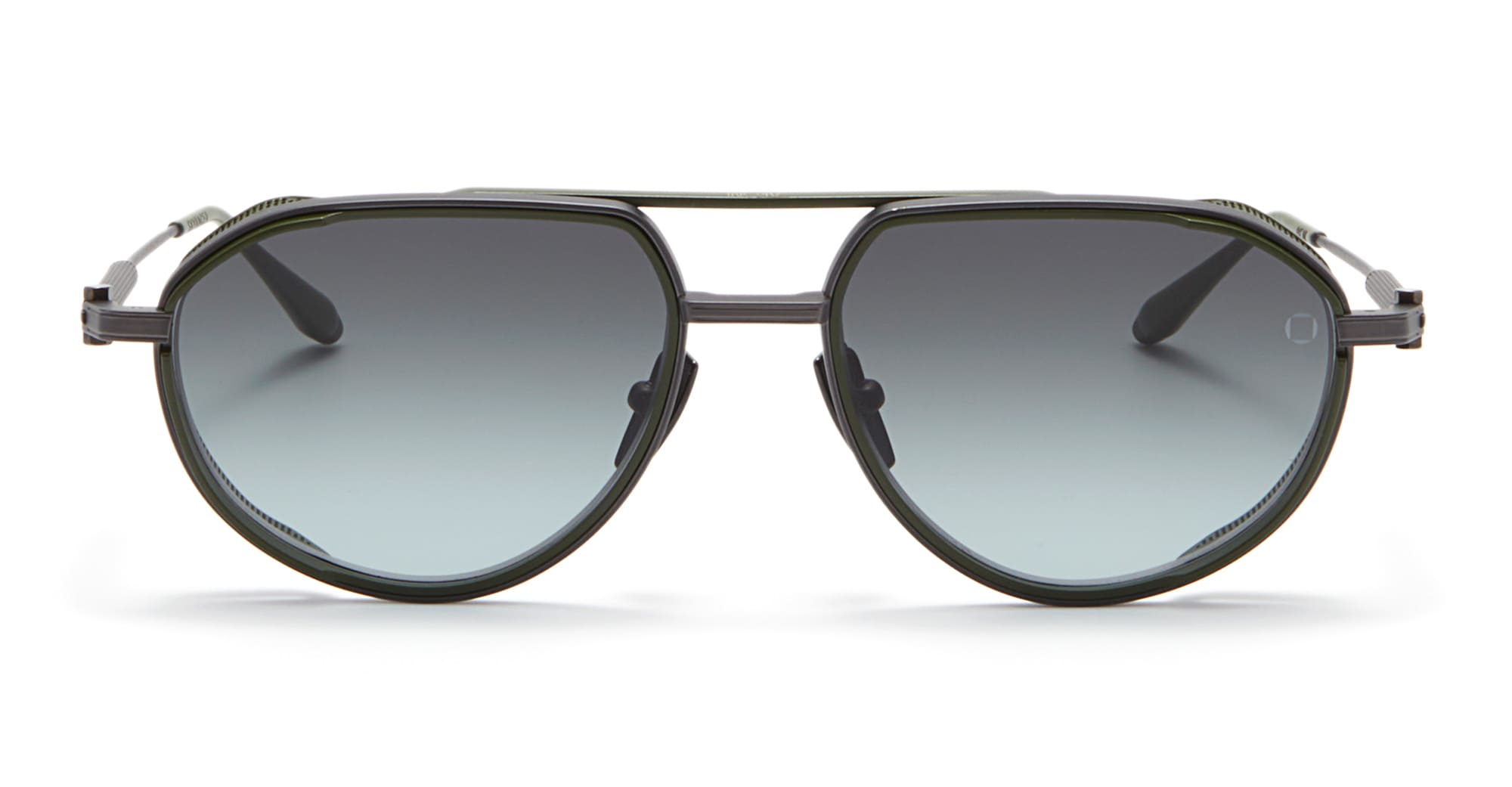 Ottica Mondello Roma - Akoni - AKS-511A-54 - SKYRACER - BLACK IRON / MATTE GREEN - Titanium - shape Pilot - green - EYEWEAR - SUNGLASSES - Uomo,Men - lens Gradient grey - Made In Japan
