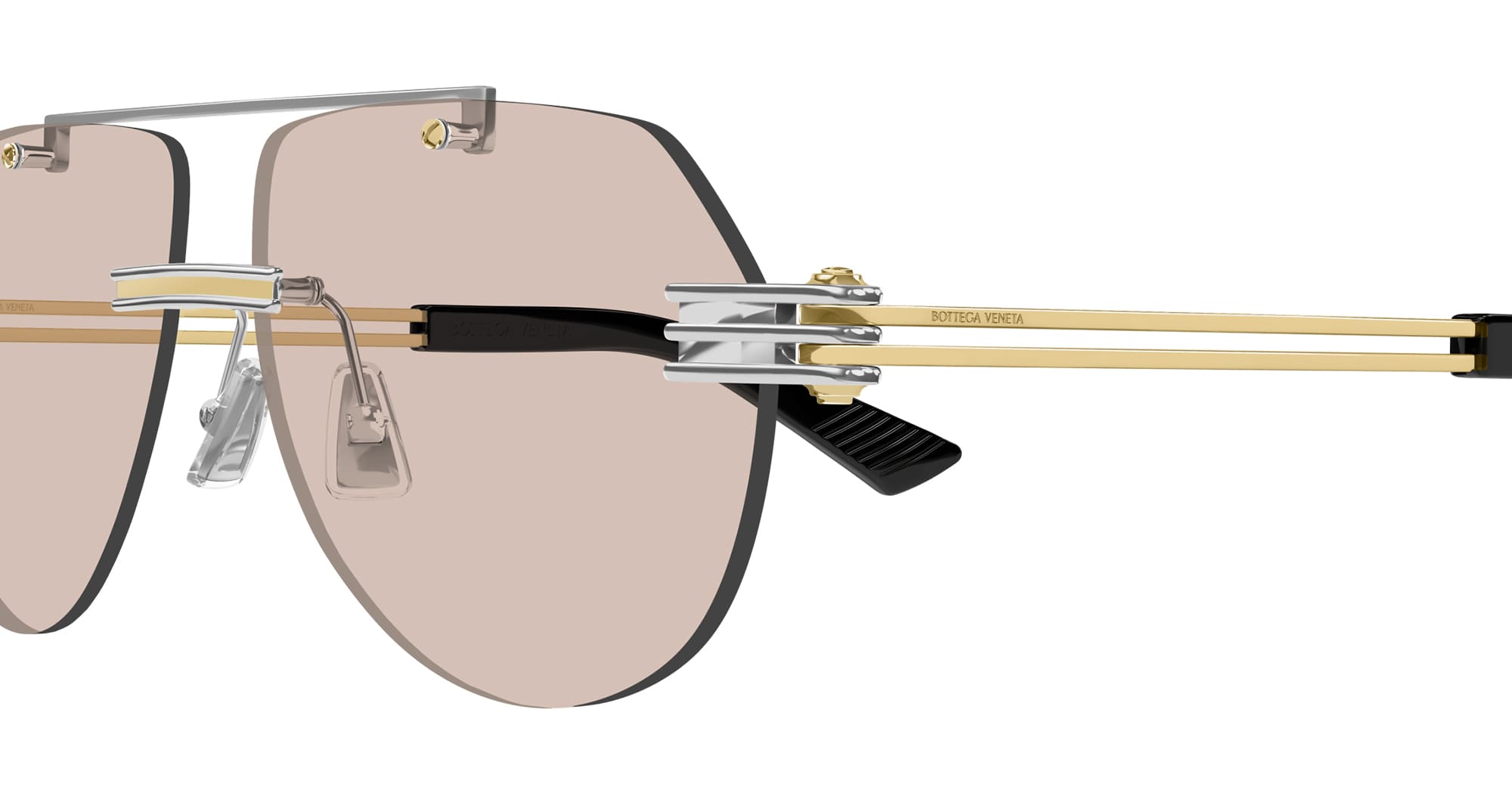 Ottica Mondello Roma - Bottega Veneta - BV1342S-002 - BV1342S-002 - SILVER - Metal - shape Aviator - Black - EYEWEAR - SUNGLASSES - Unisex,Uomo,Donna,Women,Men - lens Brown - Made In Japan
