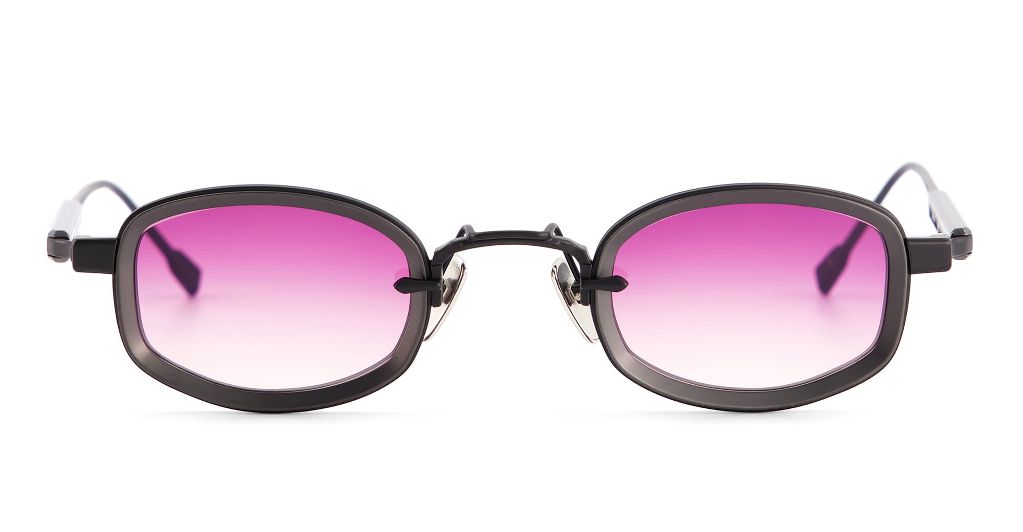 Ottica Mondello Roma - Sato - Aquila-B-GR-1 - AQUILA - MATTE BLACK / GR50 - Acetate, titanium - shape Oval - Black - EYEWEAR - SUNGLASSES - Unisex,Uomo,Donna,Women,Men - lens purple gradient - Made In Japan