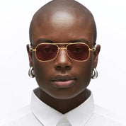 Ottica Mondello Roma - Kuboraum - KRSP75GDM00000FK - MASK P75 GDM - GOLD - metal, acetate - shape Pilot - Gold - EYEWEAR - SUNGLASSES - Unisex,Uomo,Donna,Women,Men - lens Pink - Made In Italy