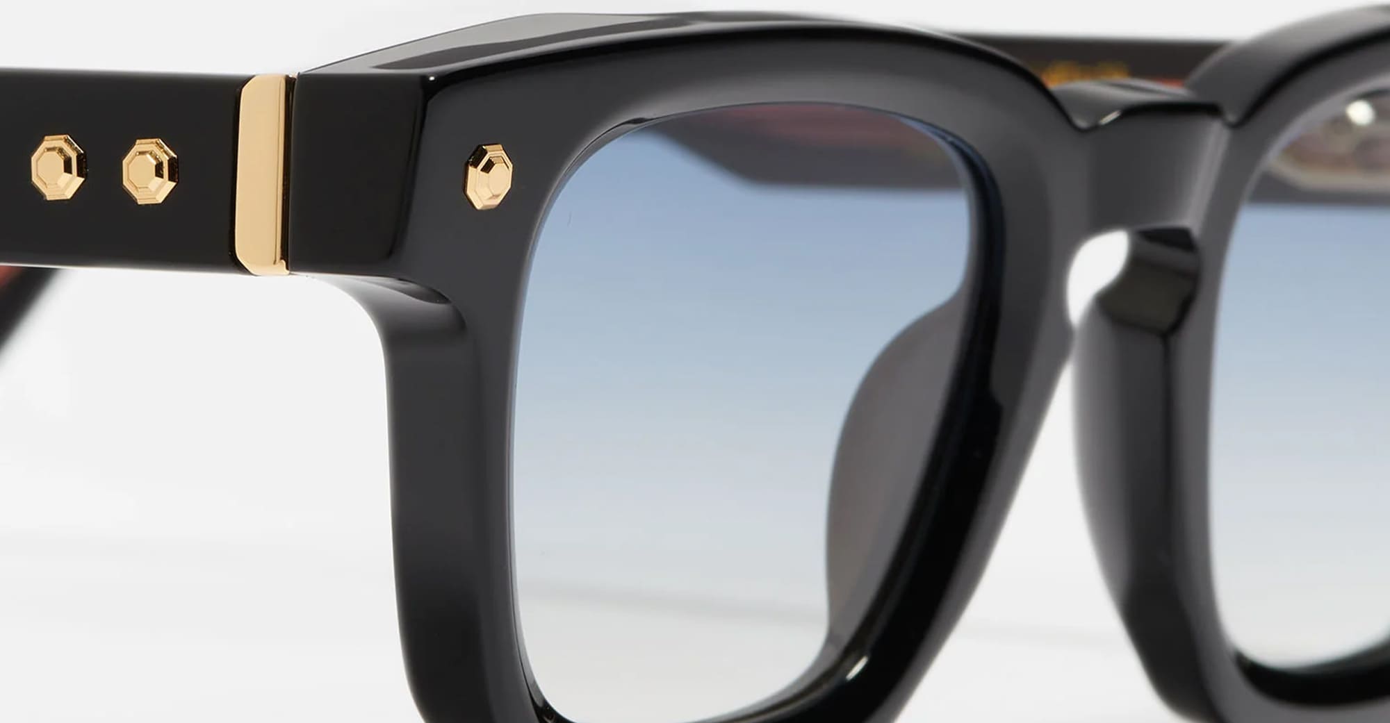 Ottica Mondello Roma - John Dalia - P16-C101-47 - PROJECT 16 (47) -  C101 Shiny Black / Yellow Gold - Acetate - shape Squared - Black, gold - EYEWEAR - SUNGLASSES - Unisex,Uomo,Donna,Women,Men - lens Gradient blue - Made In France
