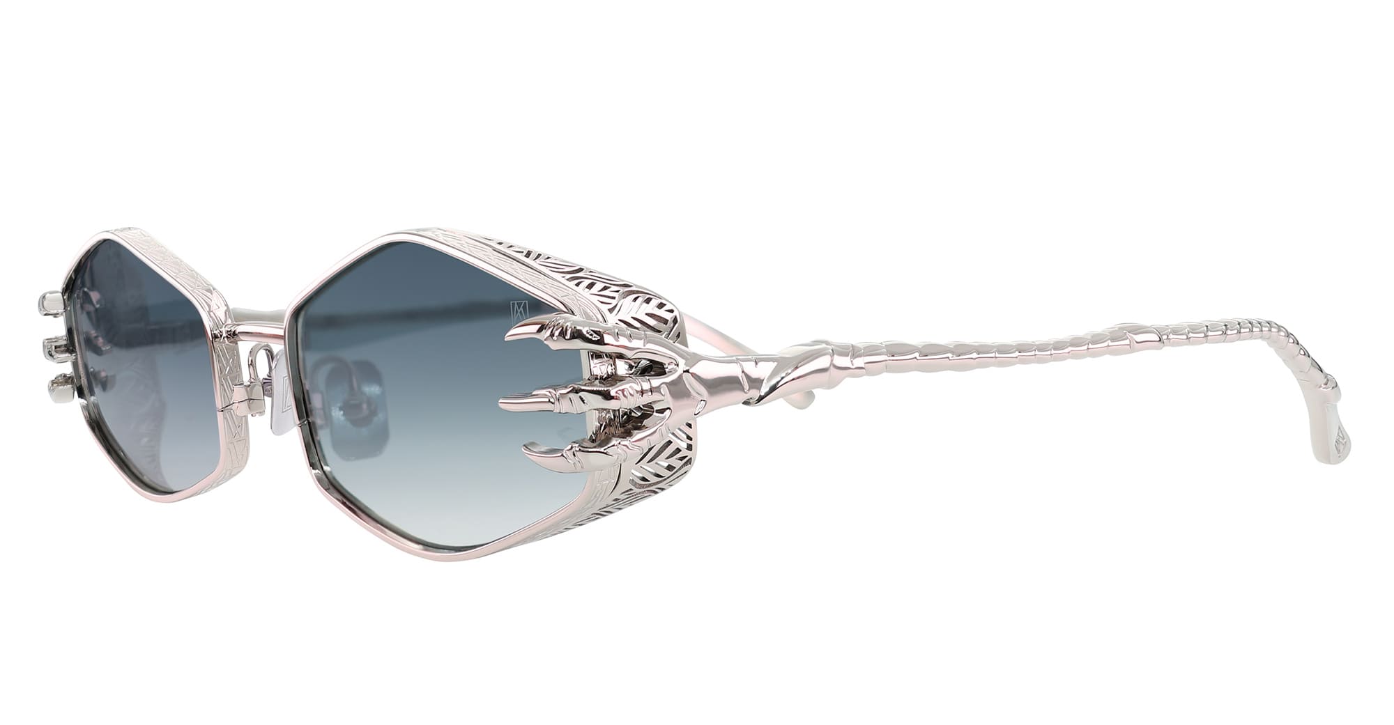 Ottica Mondello Roma - Anna-Karin Karlsson - S252-8802 - CLAW PLUME - White Gold - Titanium - shape Hexagonal - white gold - EYEWEAR - SUNGLASSES - Donna,Women - lens Gradient blue - Made In Japan