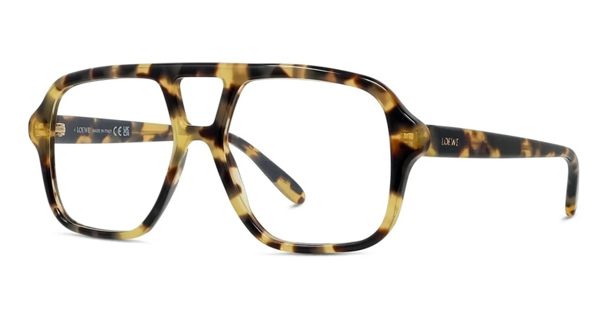 Ottica Mondello Roma - Loewe - LW50097I54056 - SLIM HAVANA SQUARED PILOT EYEGLASSES - Acetate - shape Squared - Havana - EYEWEAR - EYEGLASSES - Donna,Women - lens Clear - Made In Italy