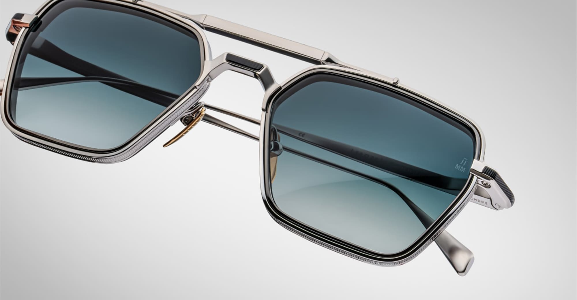 Ottica Mondello Roma - Jacques Marie Mage - JMMCMD-P3 - COMMODORE - PACIFIC - Titanium - shape Squared - Silver - EYEWEAR - SUNGLASSES - Unisex,Uomo,Donna,Women,Men - lens Gradient blue - Made In Japan