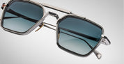 Ottica Mondello Roma - Jacques Marie Mage - JMMCMD-P3 - COMMODORE - PACIFIC - Titanium - shape Squared - Silver - EYEWEAR - SUNGLASSES - Unisex,Uomo,Donna,Women,Men - lens Gradient blue - Made In Japan