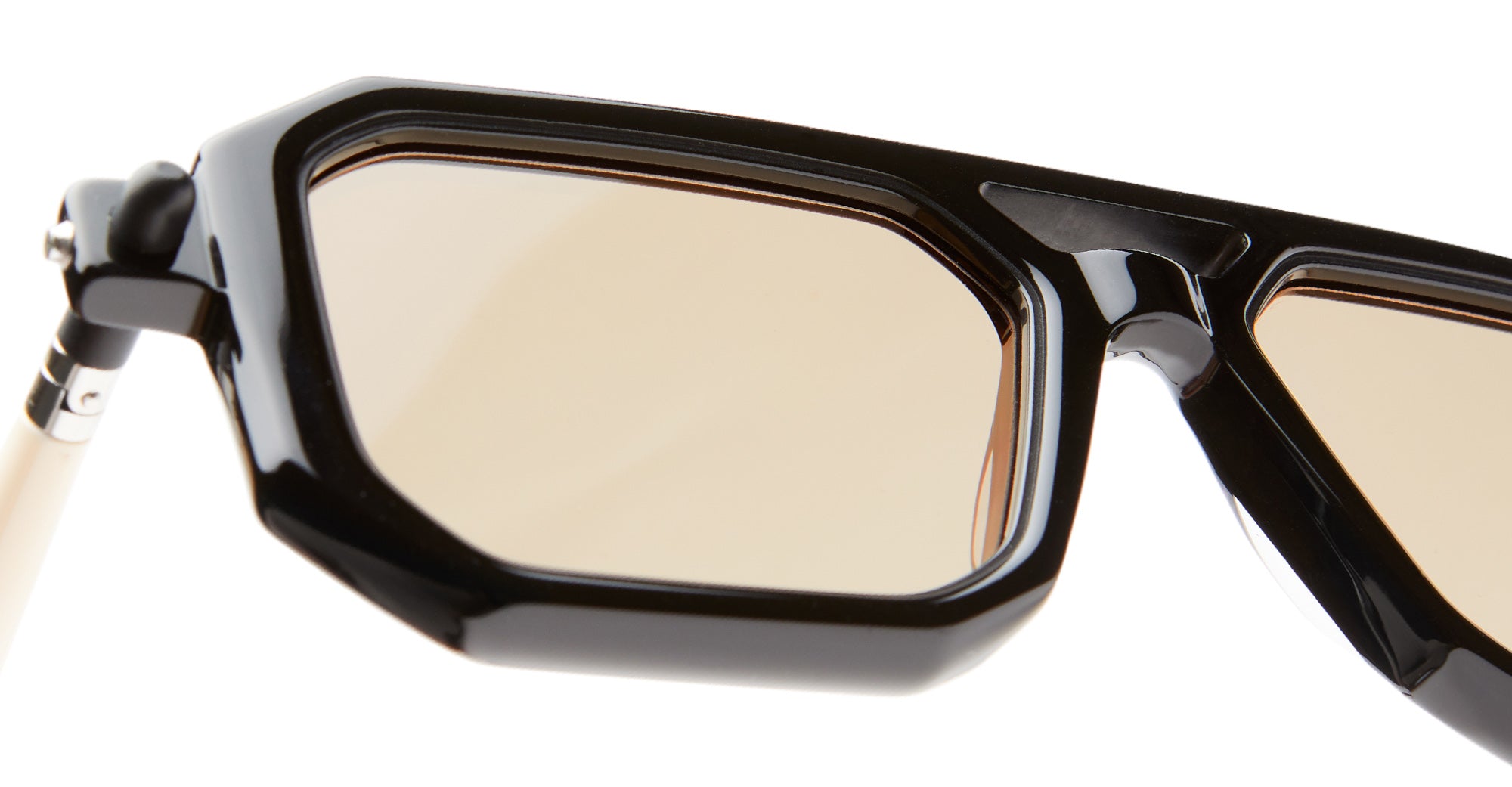 Ottica Mondello Roma - Kuboraum - KRS0P8BYB000002M - MASK P8 - BLACK / IVORY - Acetate - shape Navigator - black, ivory - EYEWEAR - SUNGLASSES - Unisex,Uomo,Donna,Women,Men - lens light brown - Made In Italy