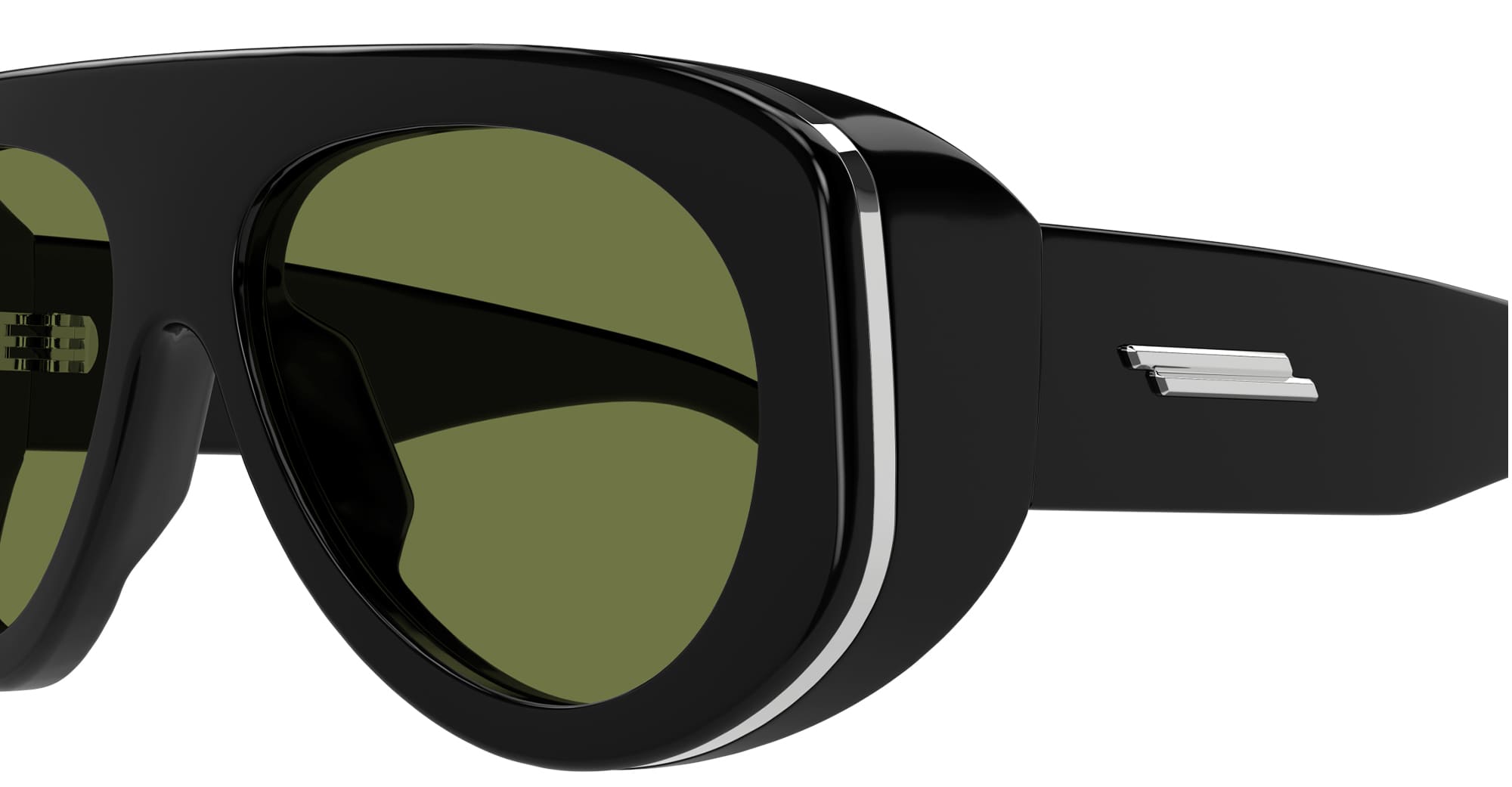 Ottica Mondello Roma - Bottega Veneta - BV1362S-006 - BV1362S-006 - BLACK / GREEN LENS - nylon - shape Pilot - Black - EYEWEAR - SUNGLASSES - Unisex,Uomo,Donna,Women,Men - lens Green - Made In Japan