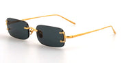 Ottica Mondello Roma - LINDA FARROW - LFL1131C1SUN - TAYLOR - YELLOW GOLD / GREEN LENS - Titanium - shape Rectangular - Gold - EYEWEAR - SUNGLASSES - Donna,Women - lens Green - Made In Japan