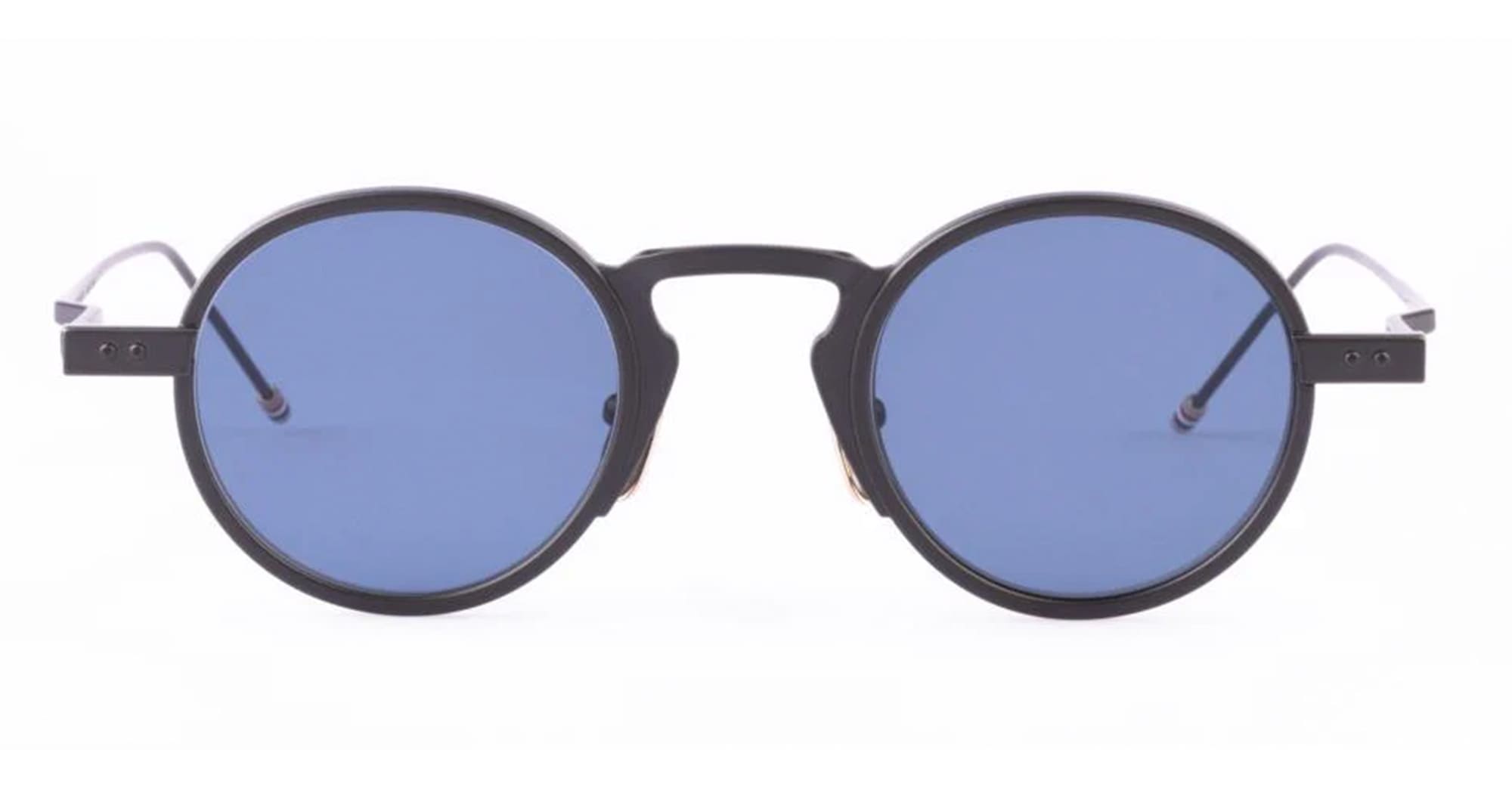 Ottica Mondello Roma - Thom Browne - UES931A-G0001-004-43 - ROUND - BLACK IRON - Titanium - shape Round - dark grey - EYEWEAR - SUNGLASSES - Uomo,Men - lens Blue - Made In Japan