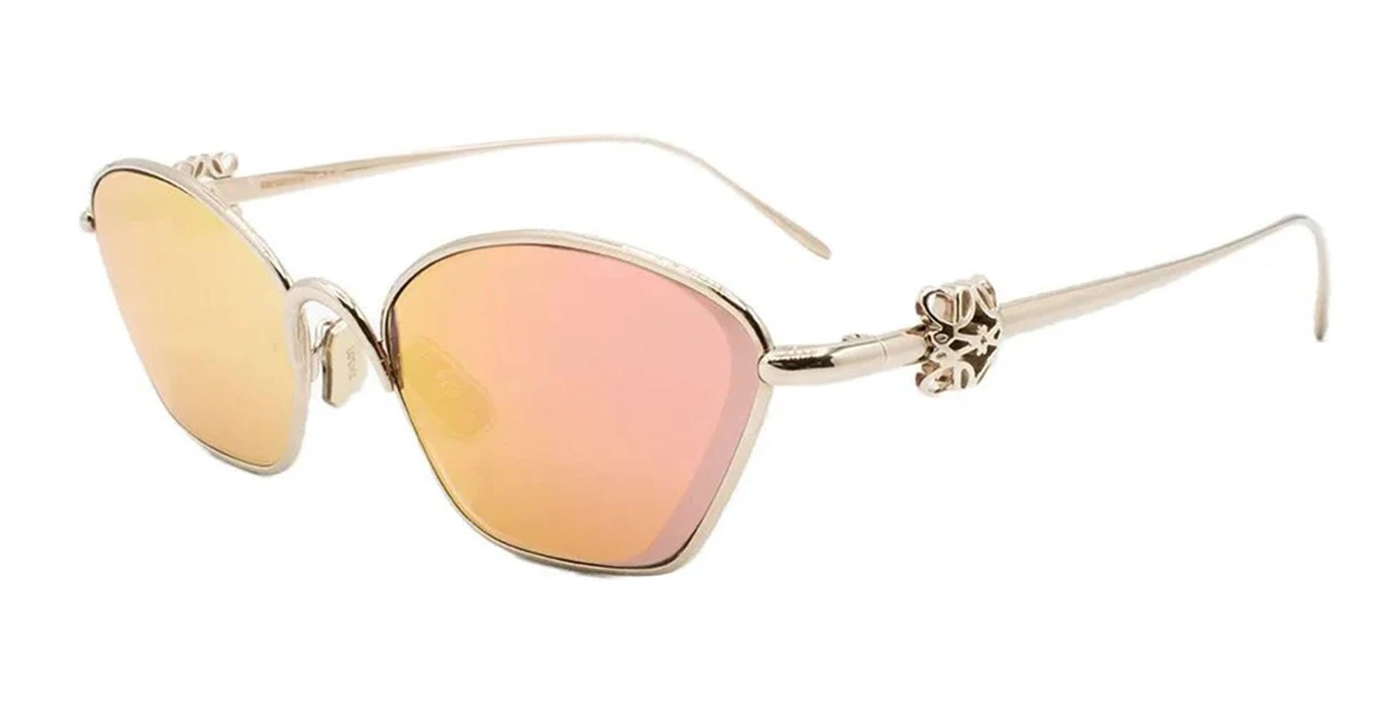 Ottica Mondello Roma - Loewe - LW40209U5728U - ANAGRAM PINK METAL CAT-EYE SUNGLASSES - Metal - shape Cat-eye - rose gold - EYEWEAR - SUNGLASSES - Donna,Women - lens Pink - Made In Italy