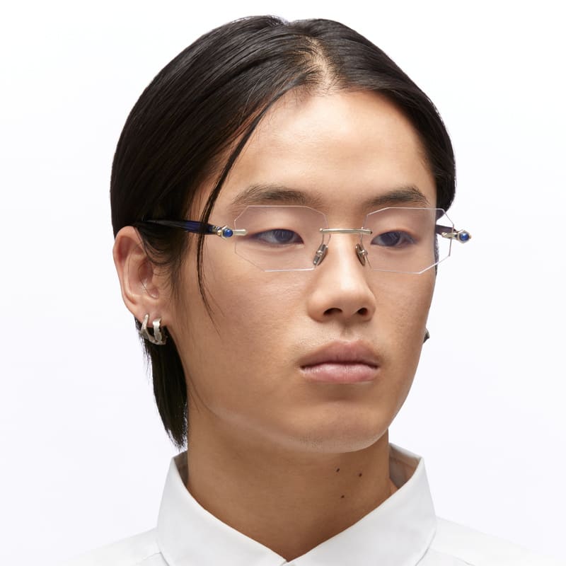 Ottica Mondello Roma - Kuboraum - KROP63LGBL0000OP - MASK P63 - LIGHT GOLD / BLUE RX - Acetate, metal - shape  - grey - EYEWEAR - EYEGLASSES - Uomo,Men - lens  - Made In Italy