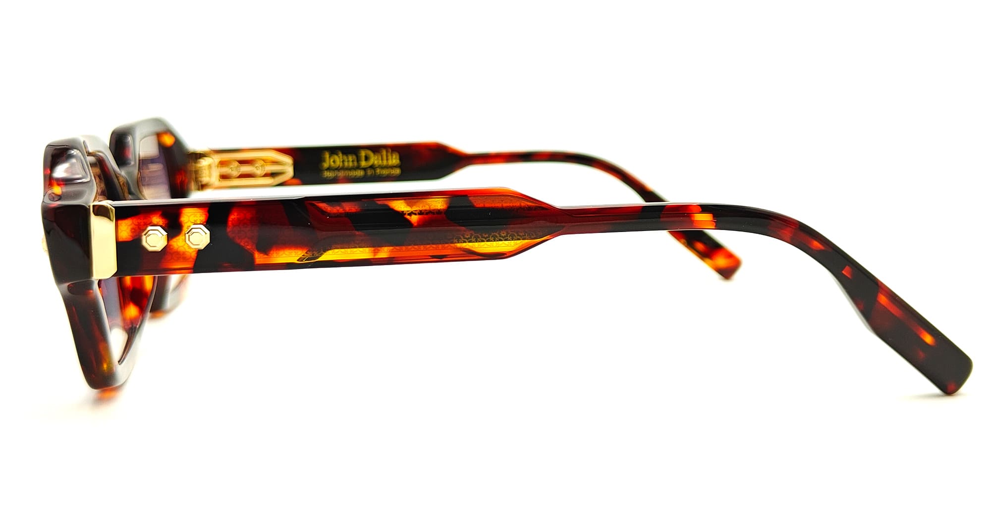 Ottica Mondello Roma - John Dalia - P09-C142 - PROJECT 09 - C142 Classic Havana / Yellow Gold - Acetate - shape Squared - havana, gold - EYEWEAR - SUNGLASSES - Unisex,Uomo,Donna,Women,Men - lens Gradient blue - Made In France
