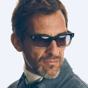 Ottica Mondello Roma - T HENRI - DAN - DAYTONA - INFINITY - Acetate - shape Squared - Black - EYEWEAR - SUNGLASSES - Unisex,Uomo,Donna,Women,Men - lens Blue - Made In Japan
