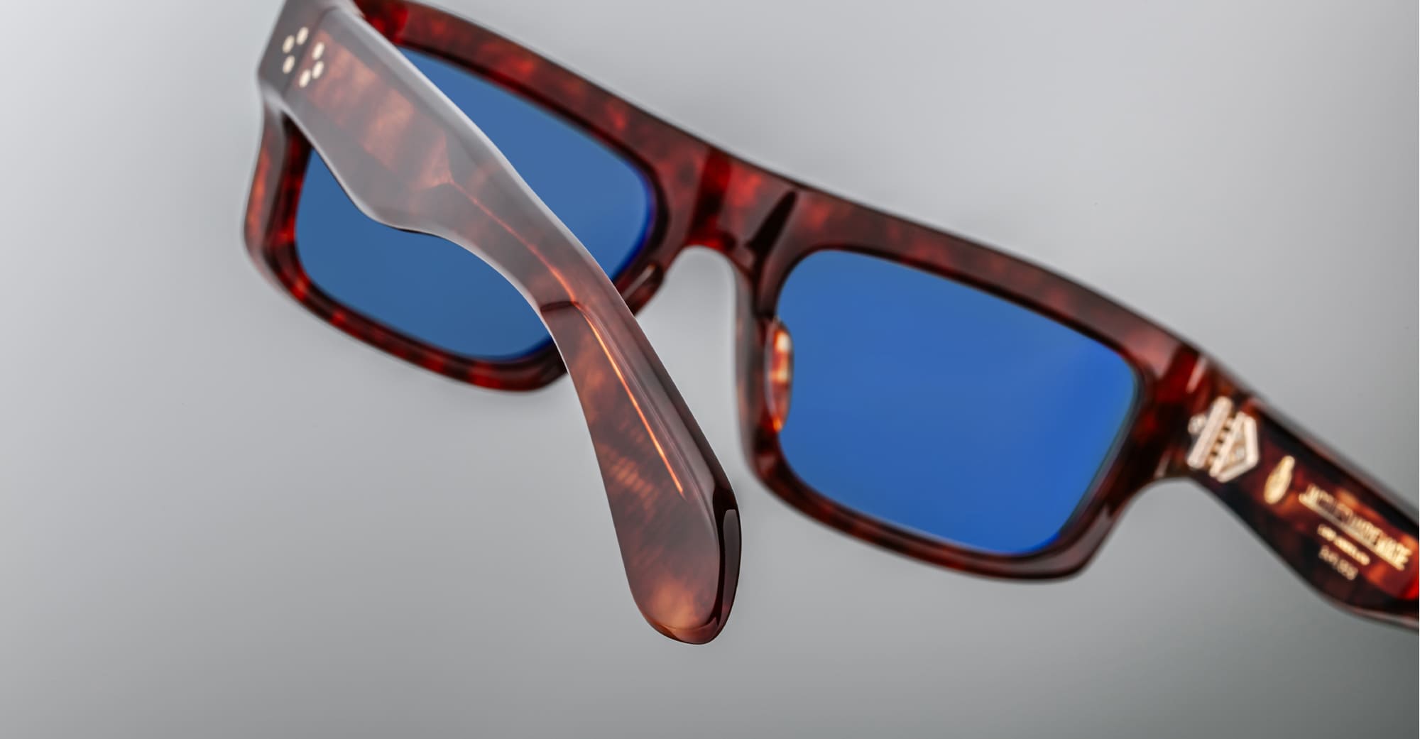 Ottica Mondello Roma - Jacques Marie Mage - JMMVNX- 7U - CLEAVON 57 - BRECCIA - Acetate - shape Rectangular - Havana - EYEWEAR - SUNGLASSES - Uomo,Men - lens Blue - Made In Japan