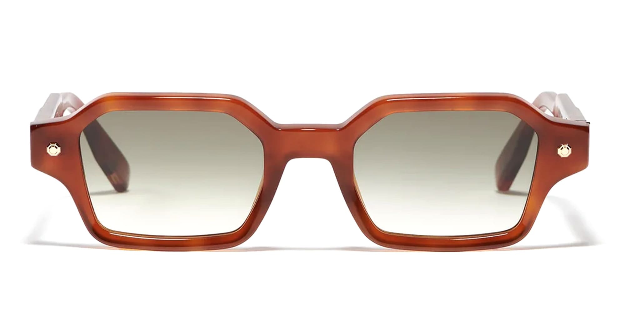  Rose Gold - Acetate - shape Rectangular - brown - EYEWEAR - SUNGLASSES - Unisex,Uomo,Donna,Women,Men - lens Gradient green - Made In France