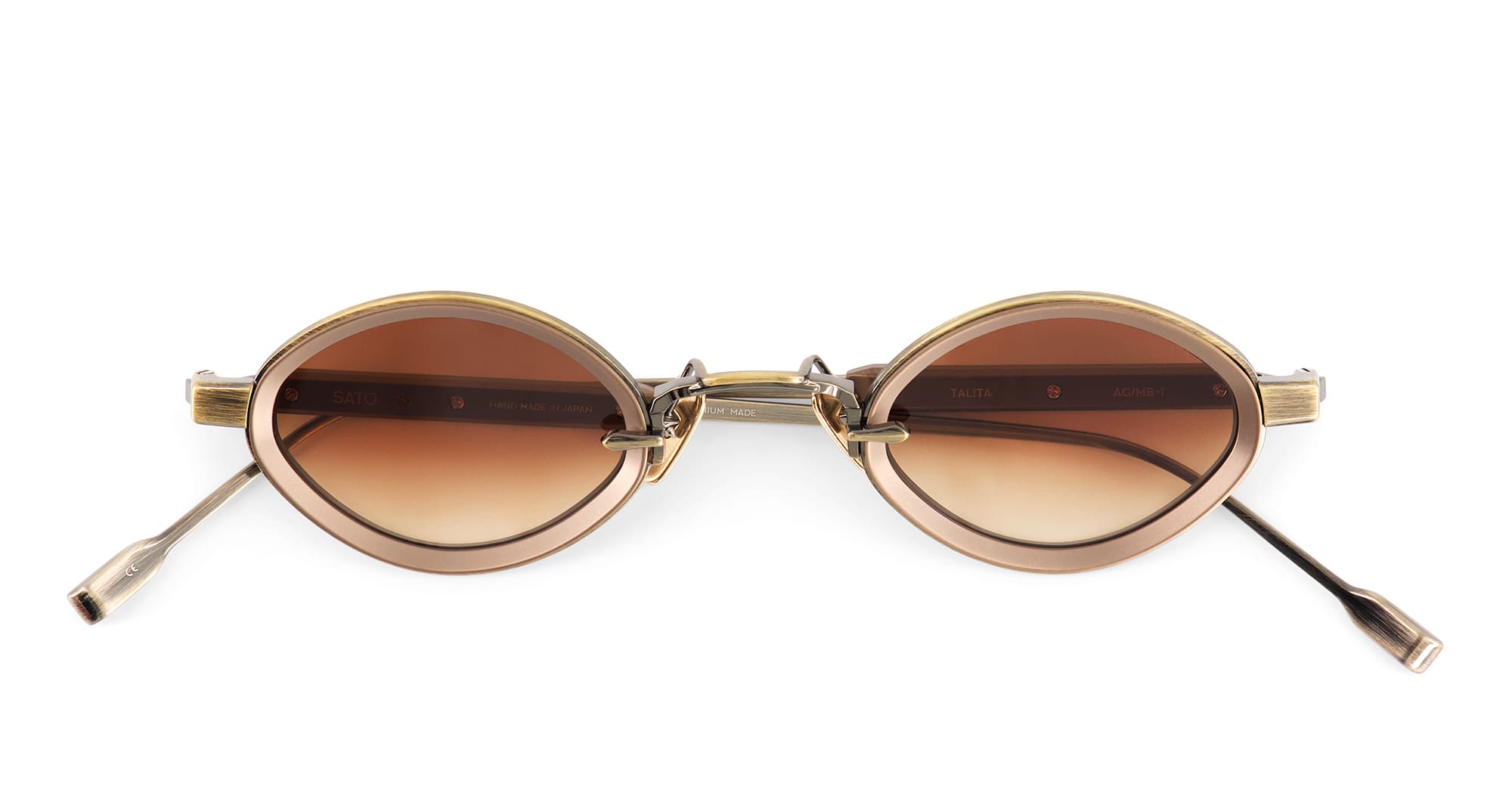 Ottica Mondello Roma - Sato - Talita-AG-MB-1 - TALITA - ANTIQUE GOLD / MATT BLACK - Acetate, titanium - shape Oval - gold, black - EYEWEAR - SUNGLASSES - Unisex,Uomo,Donna,Women,Men - lens Gradient brown - Made In Japan