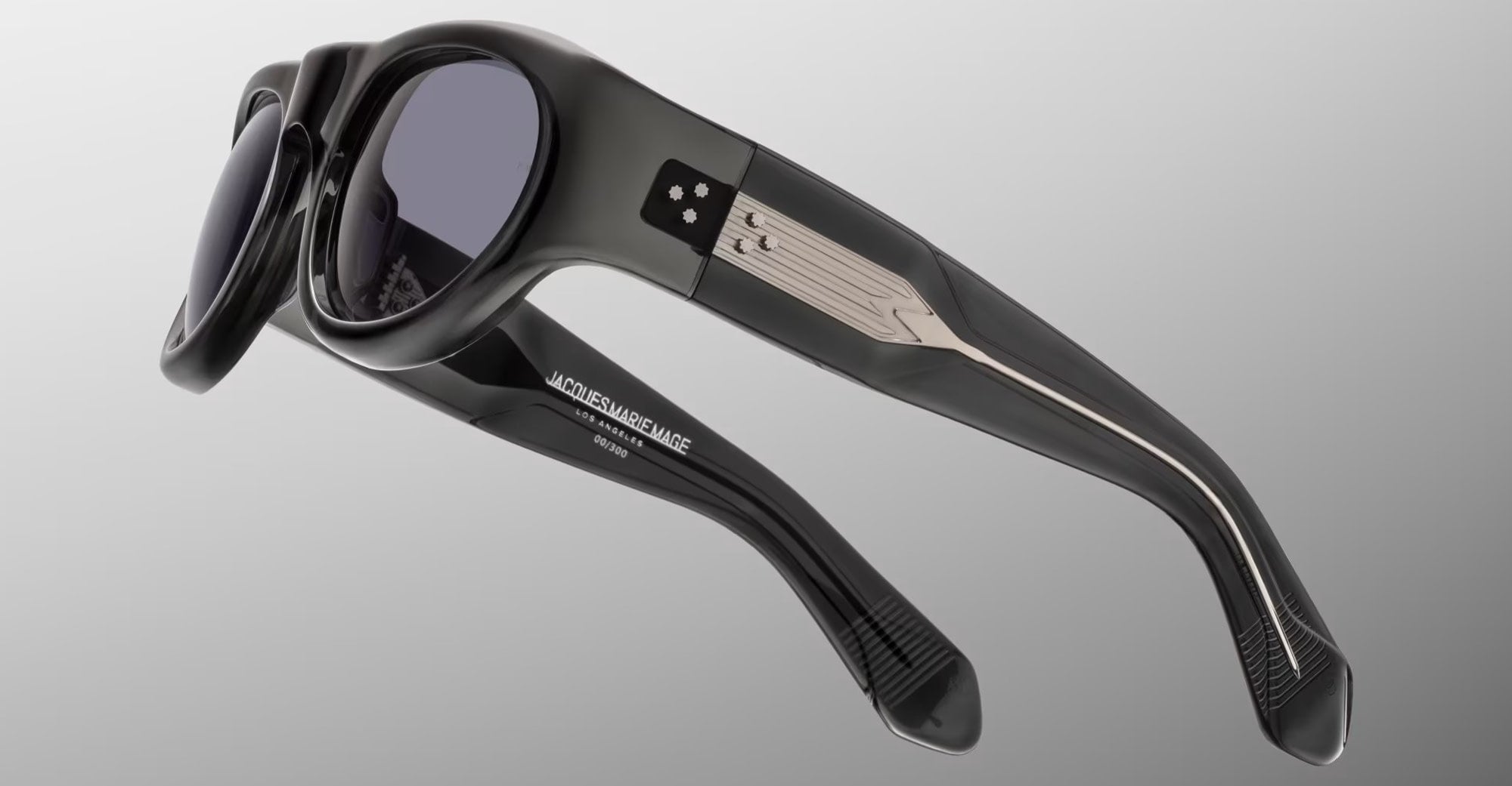 Ottica Mondello Roma - Jacques Marie Mage - JMMLY-I1 - CLYDE 2.0 - GRISAILLE - Acetate - shape Oval - Black - EYEWEAR - SUNGLASSES - Unisex,Uomo,Donna,Women,Men - lens Grey - Made In Japan