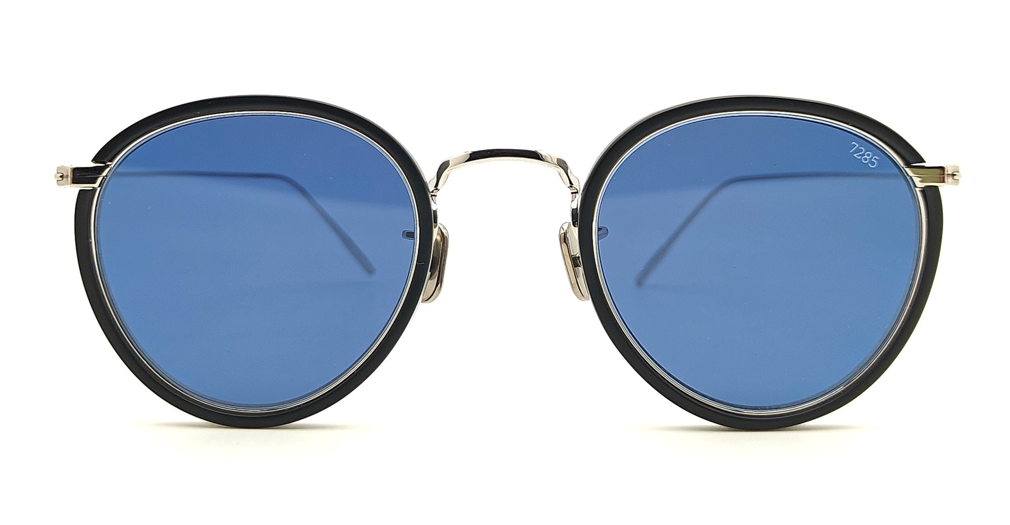  BLUE LENS - titanium, acetate - shape Round - black, silver - EYEWEAR - SUNGLASSES - Unisex,Uomo,Donna,Women,Men - lens Blue - Made In Japan
